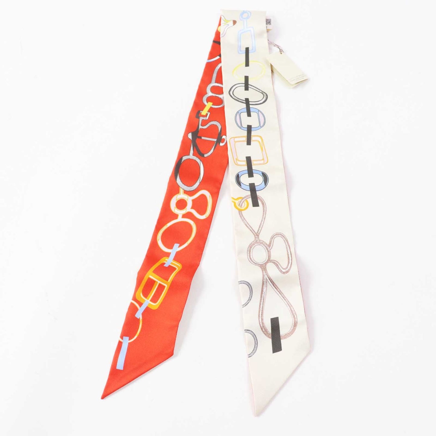 HERMES scarf Main: 100% silk Cream/Rouge/Blue Do Re Boucles Twilly Women Used