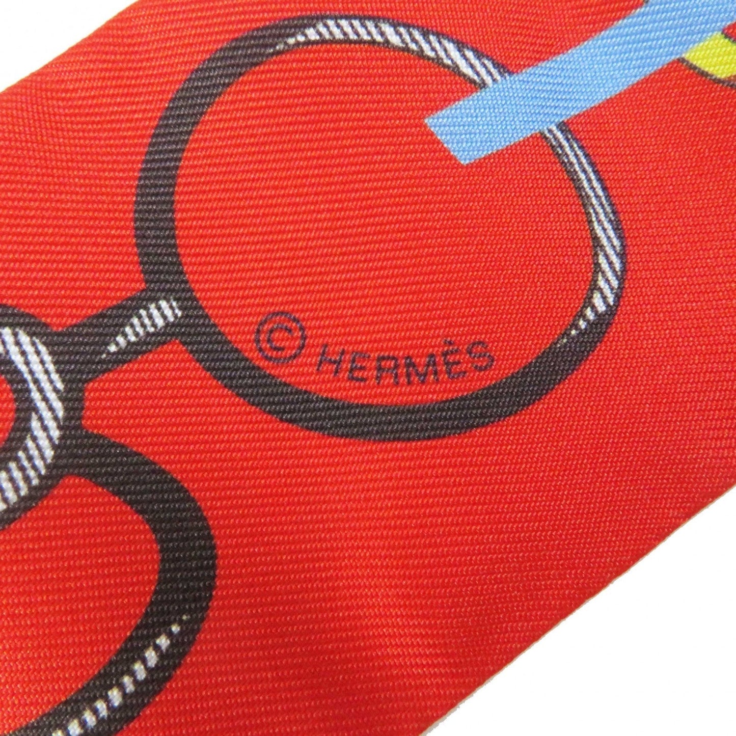 HERMES scarf Main: 100% silk Cream/Rouge/Blue Do Re Boucles Twilly Women Used