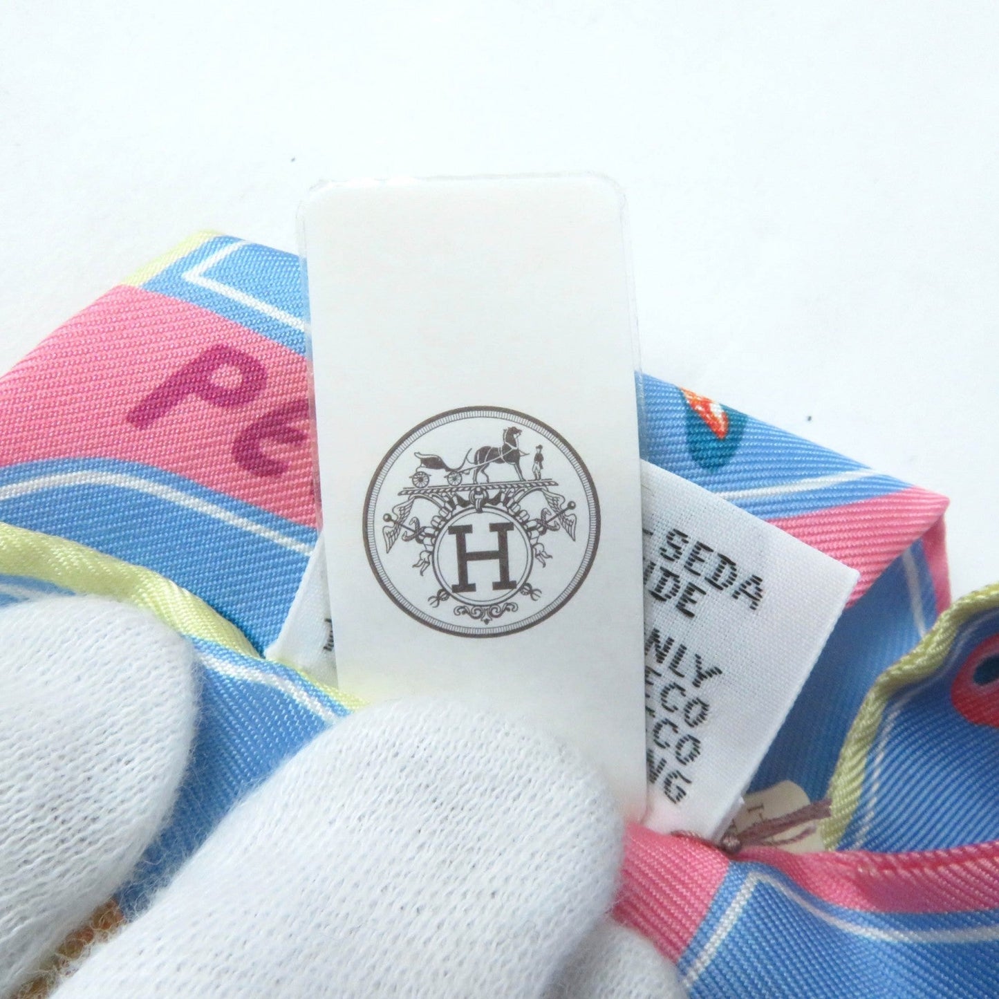 HERMES scarf Main: 100% silk BLEU CIEL/ROSE BON FUNNY ICE CREAM Twilly Women Used