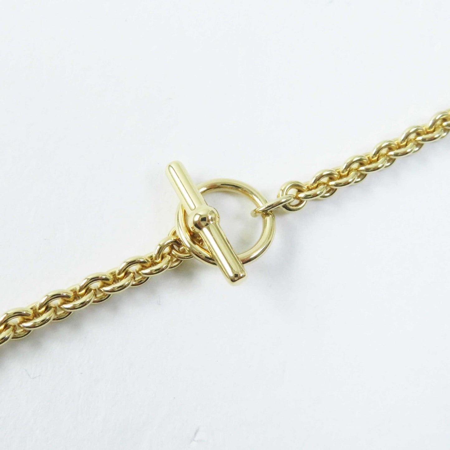 HERMES Necklace Gold Plated Gold black Medaille Quadriage GM