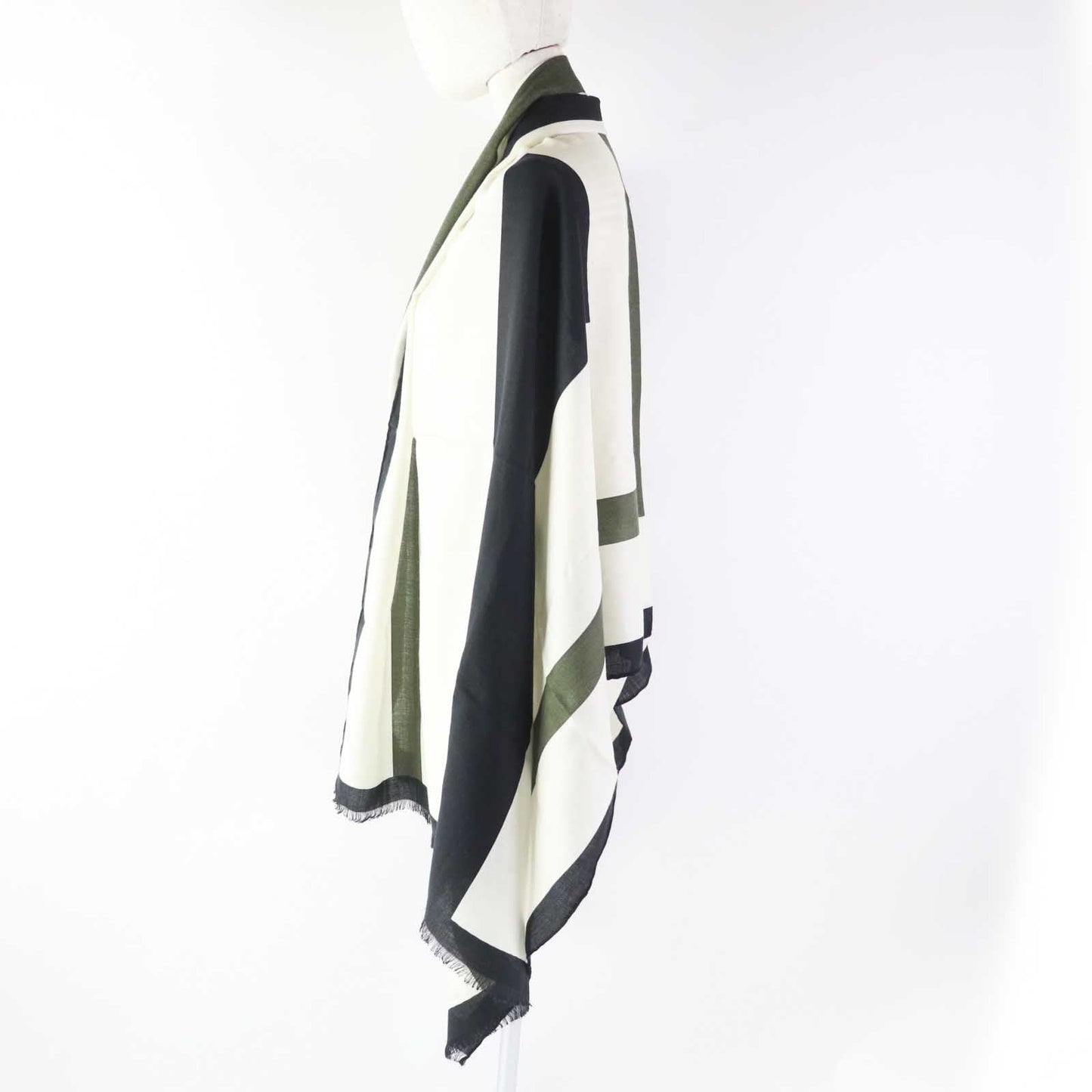 HERMES shawl cashmere Multi (Ivory Black Khaki)