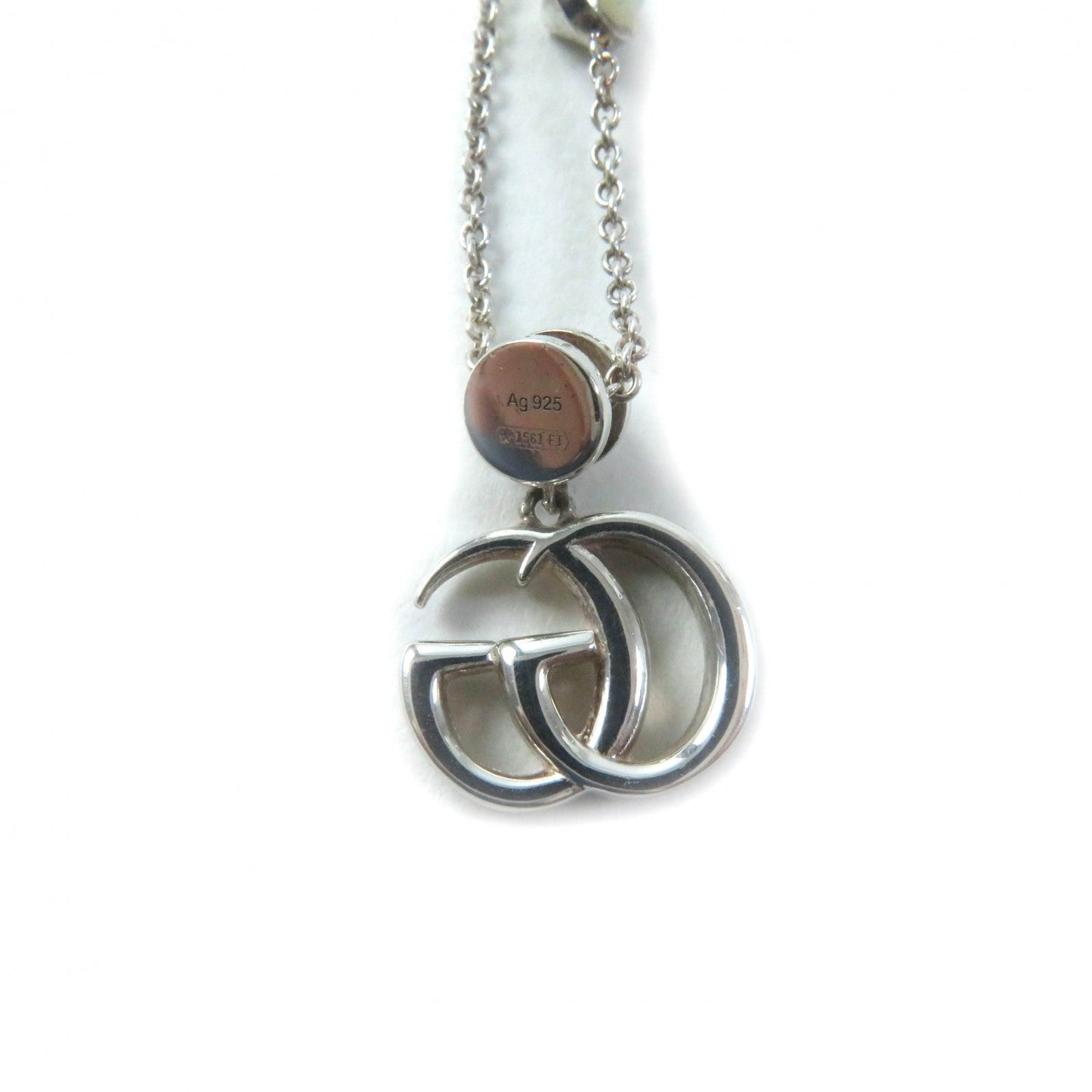 GUCCI Necklace 527399 AG925 Silver Double G Mother of Pearl Necklace