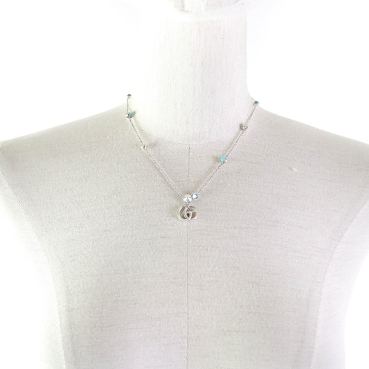 GUCCI Necklace 527399 AG925 Silver Double G Mother of Pearl Necklace