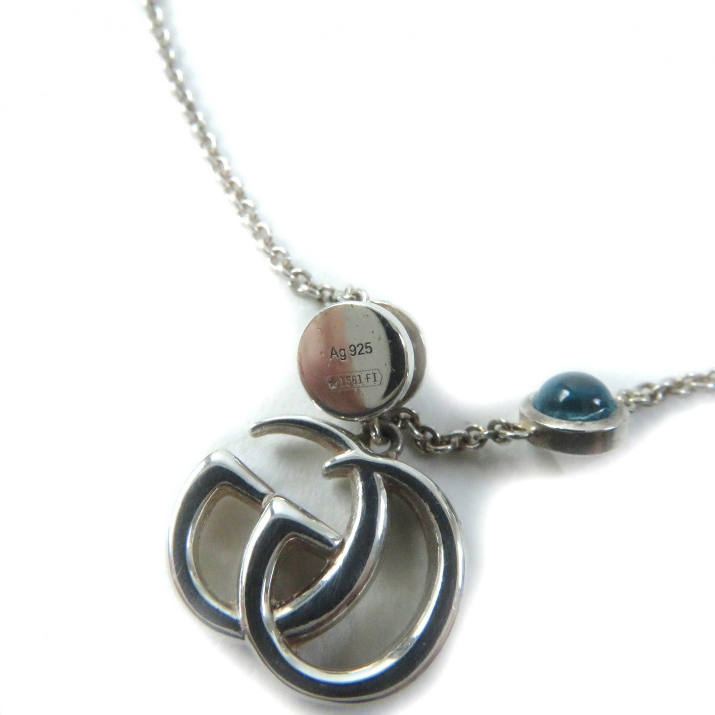 GUCCI Necklace 527399 AG925 Silver Double G Mother of Pearl Necklace