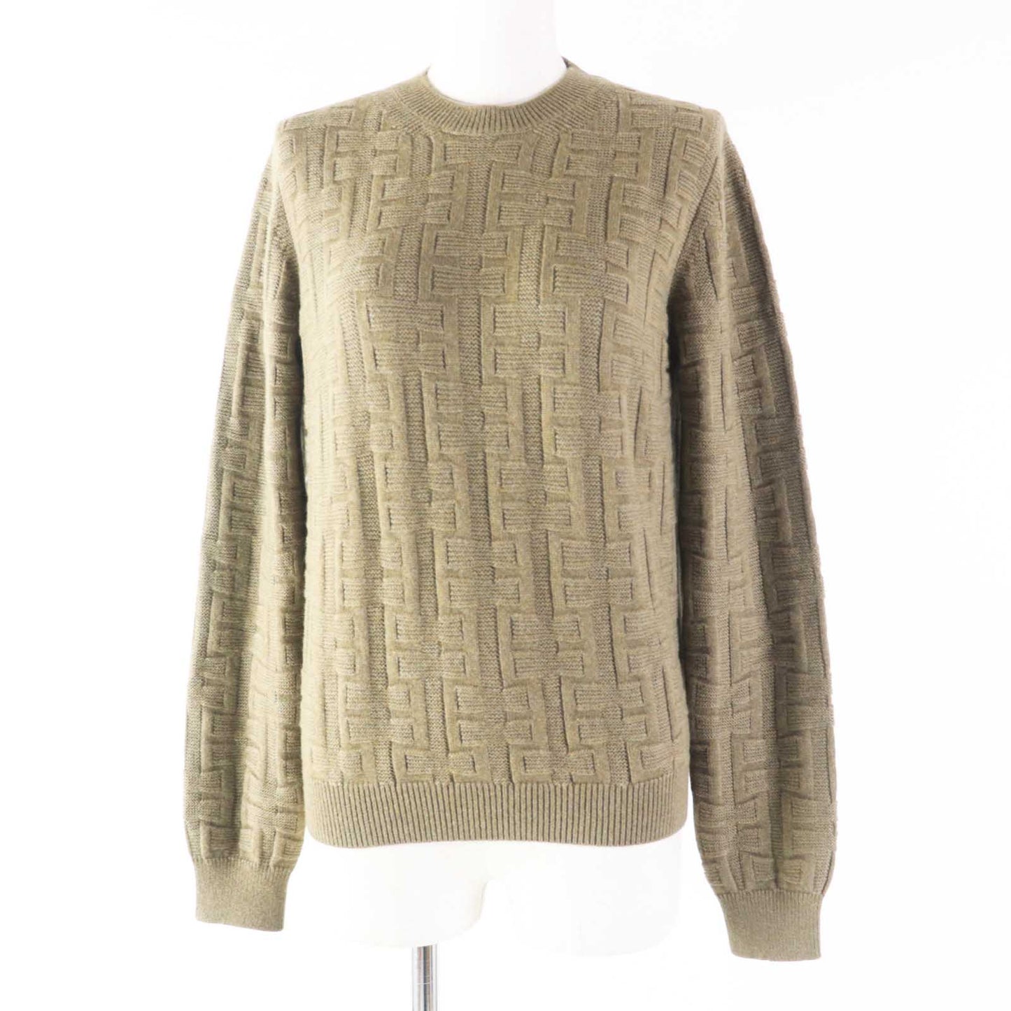 HERMES knit 2H2630DA wool Khaki Brown Loungewear Voyage H Ash Relief Knit 38