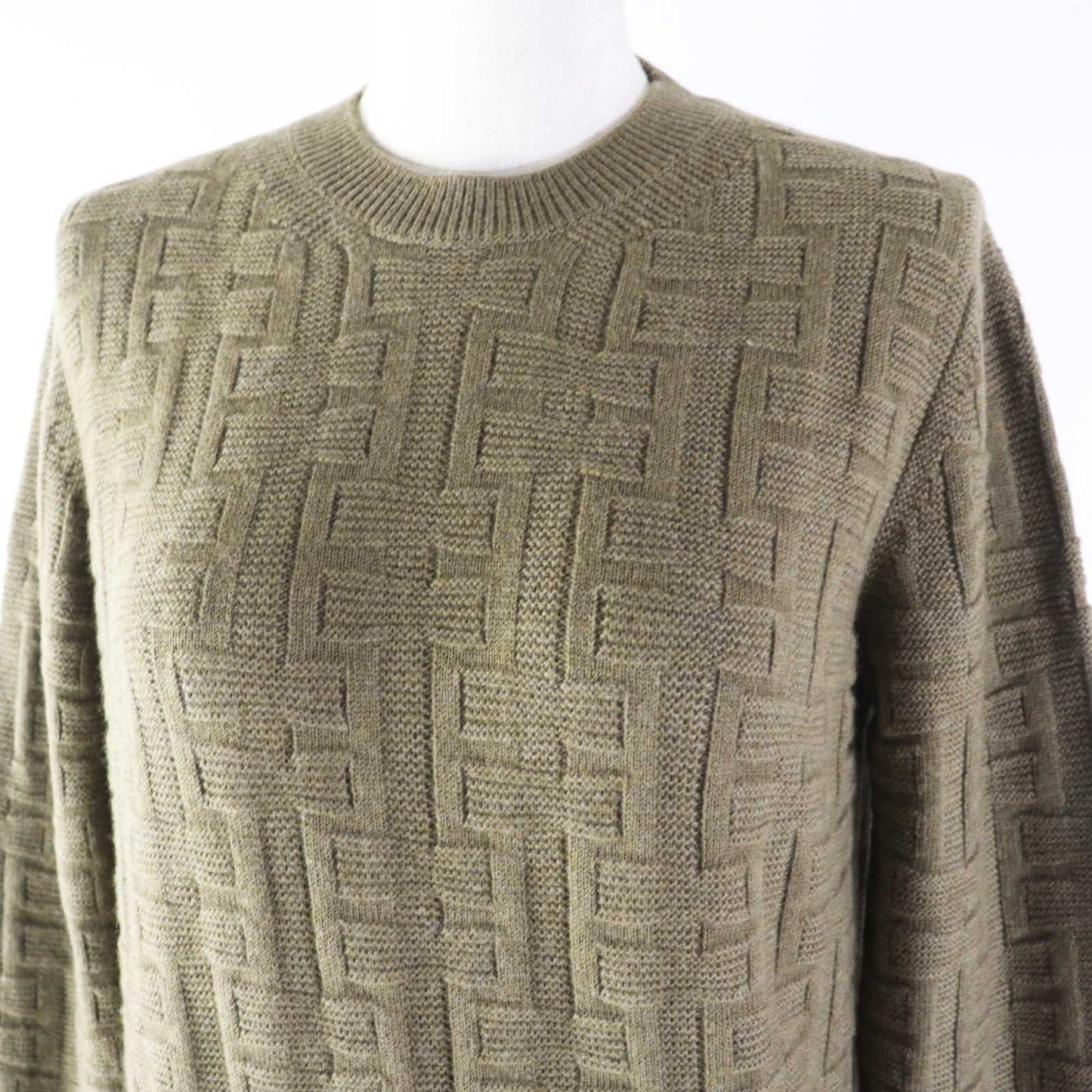 HERMES knit 2H2630DA wool Khaki Brown Loungewear Voyage H Ash Relief Knit 38
