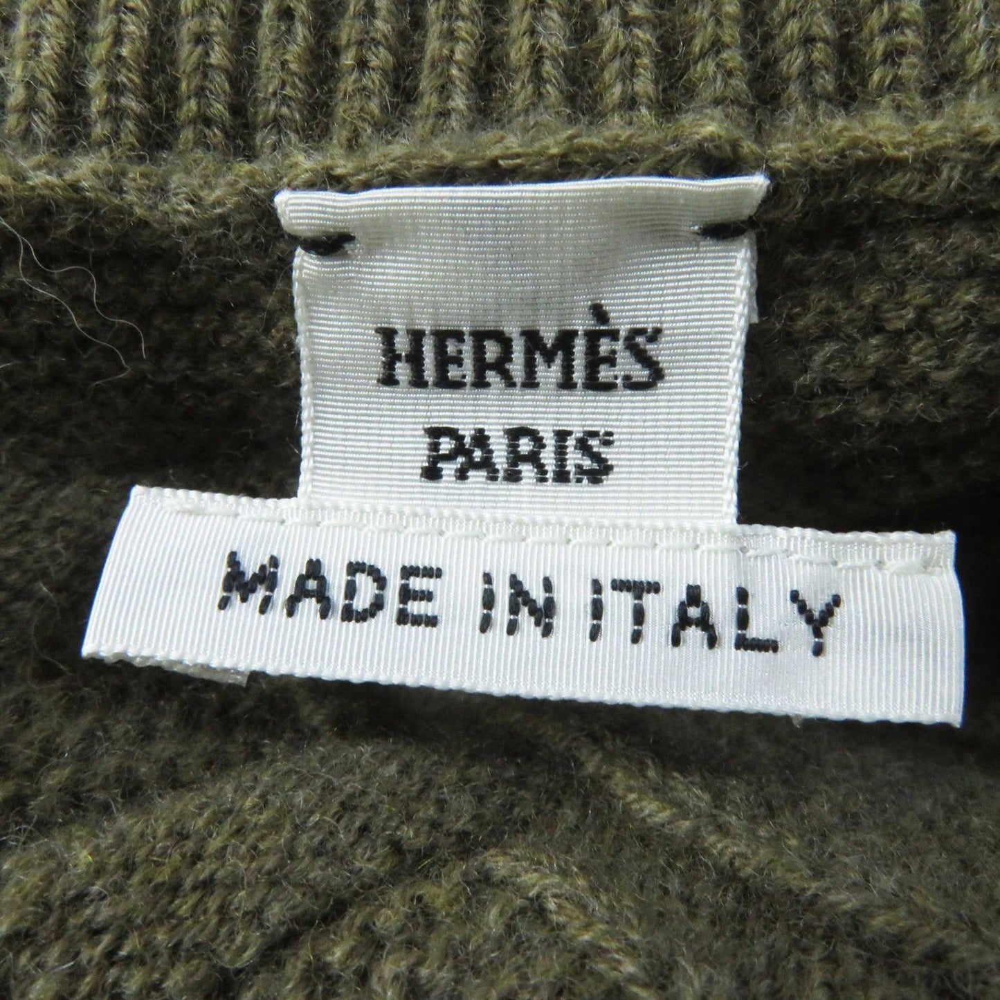 HERMES knit 2H2630DA wool Khaki Brown Loungewear Voyage H Ash Relief Knit 38