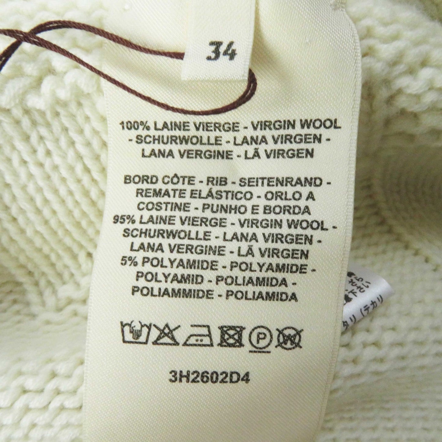 HERMES poncho 3H2602D4 wool Ivory 34