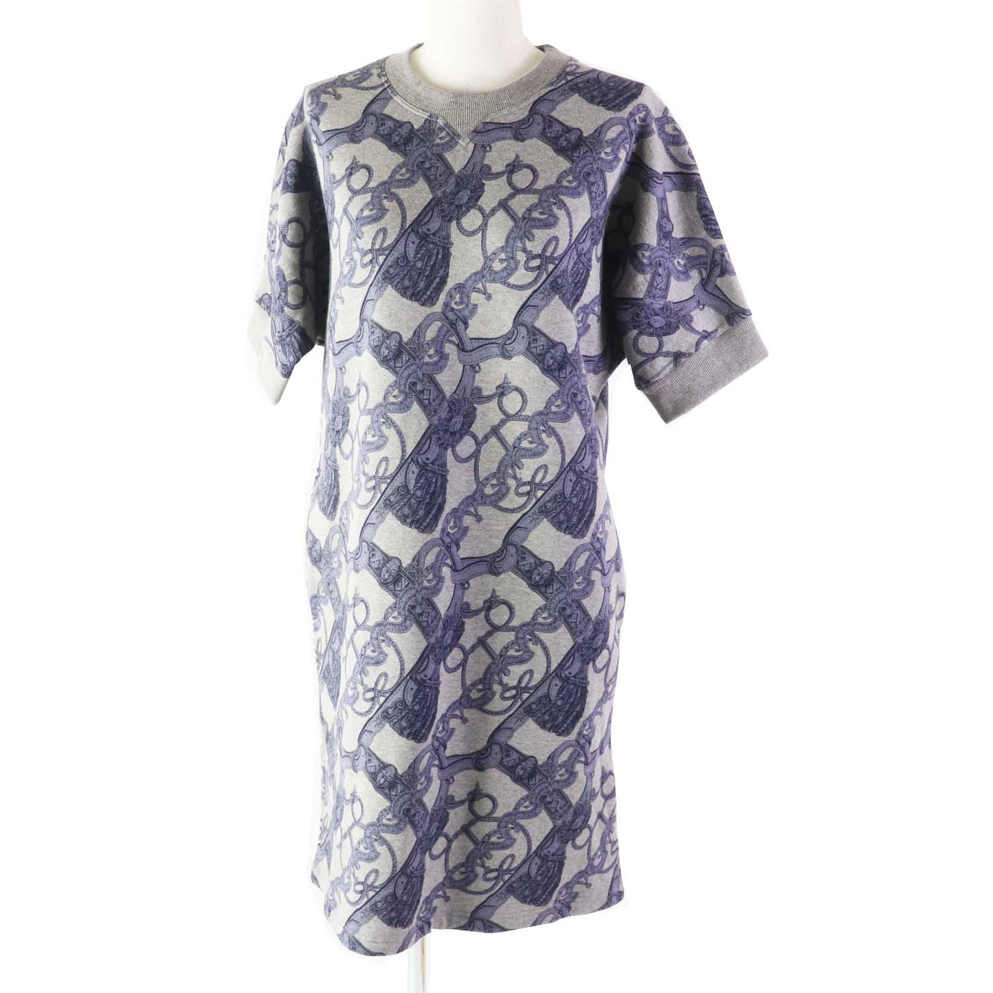 HERMES one piece cotton Gray Blue Bride de Cour 34