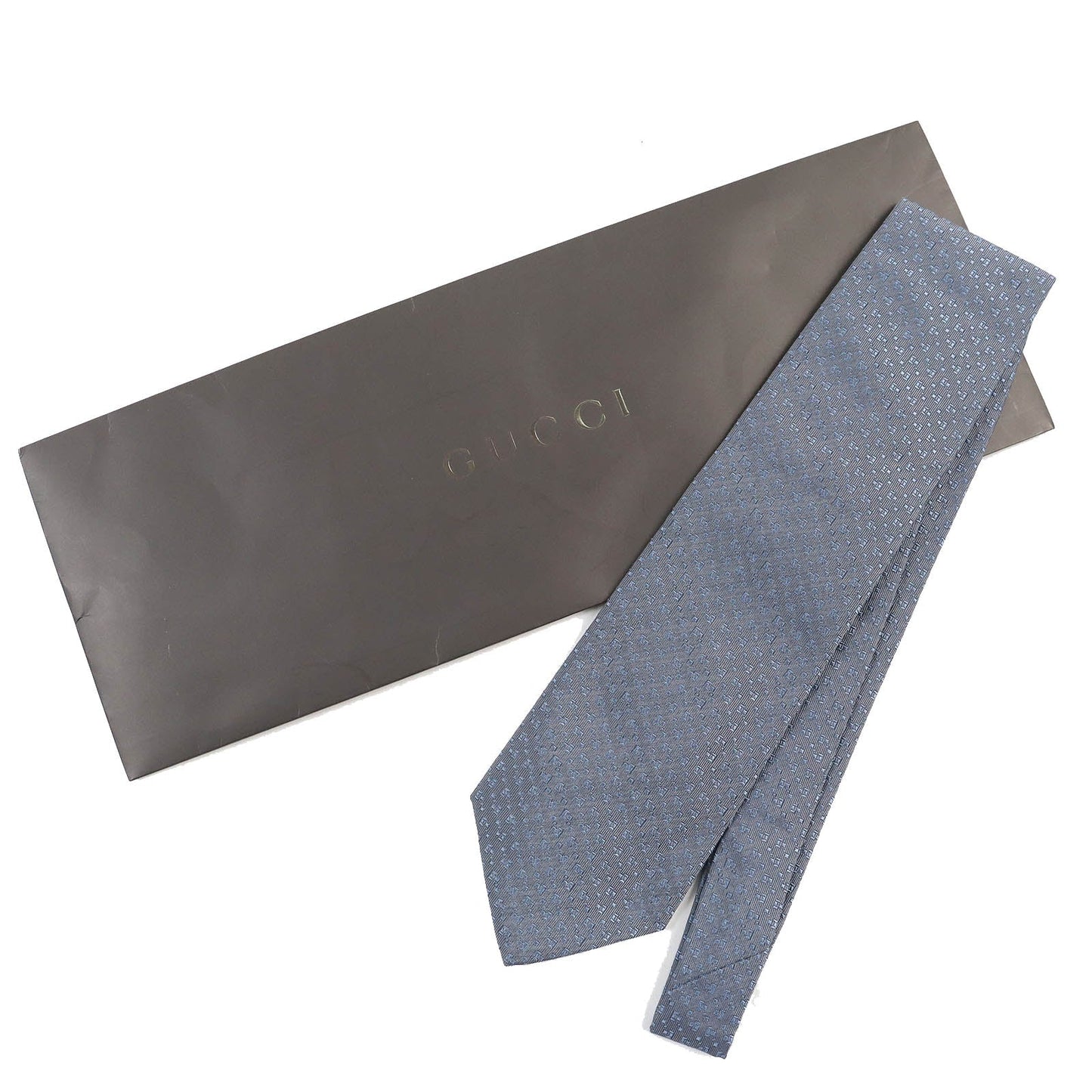 GUCCI tie silk Gray Blue