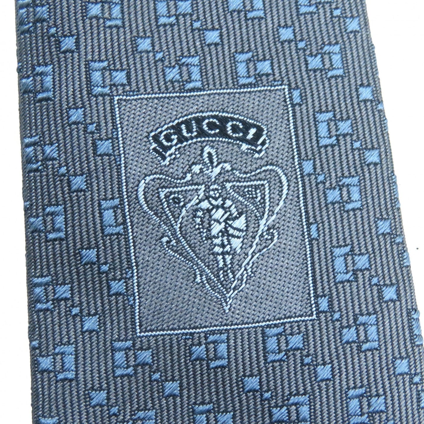 GUCCI tie silk Gray Blue