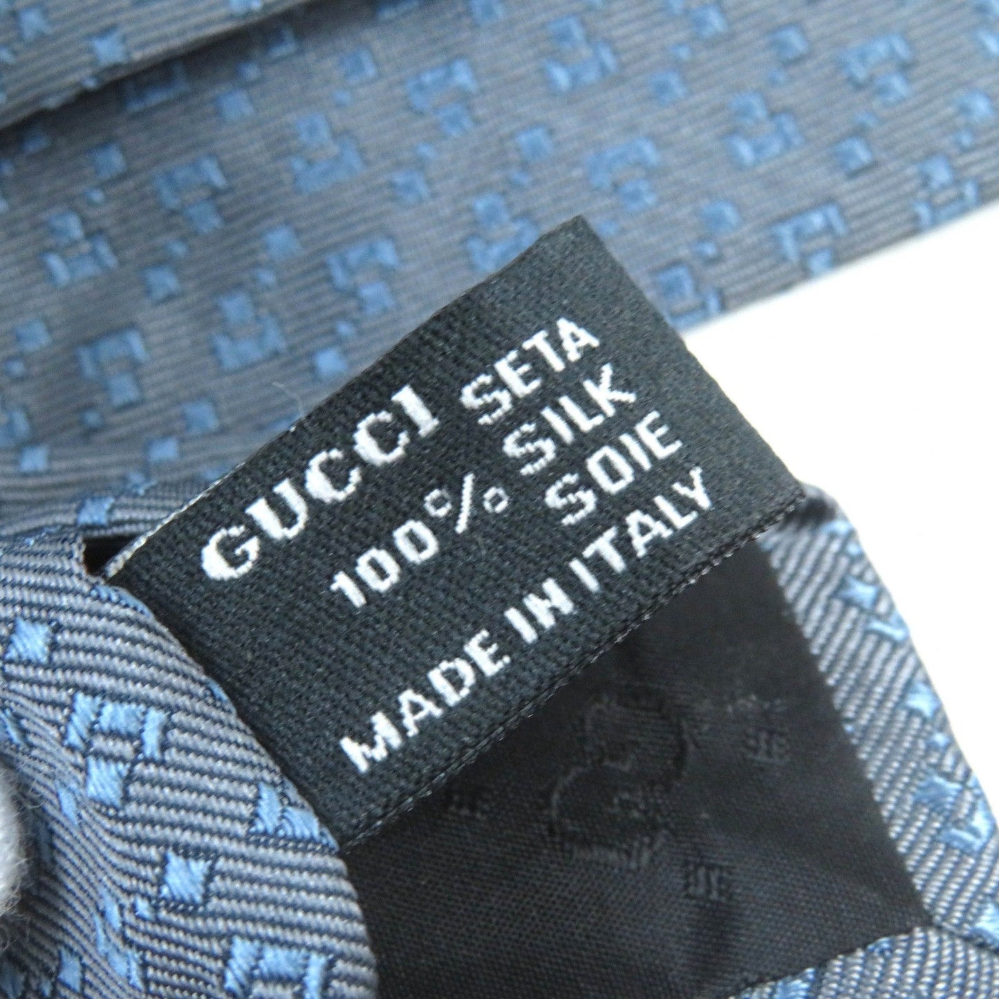 GUCCI tie silk Gray Blue