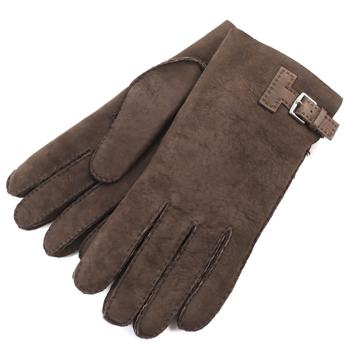 HERMES gloves 072038G Sheep leather Dark Brown, MARRON/TAUPE FONCE GANTS HOMME PHILIPPE 9