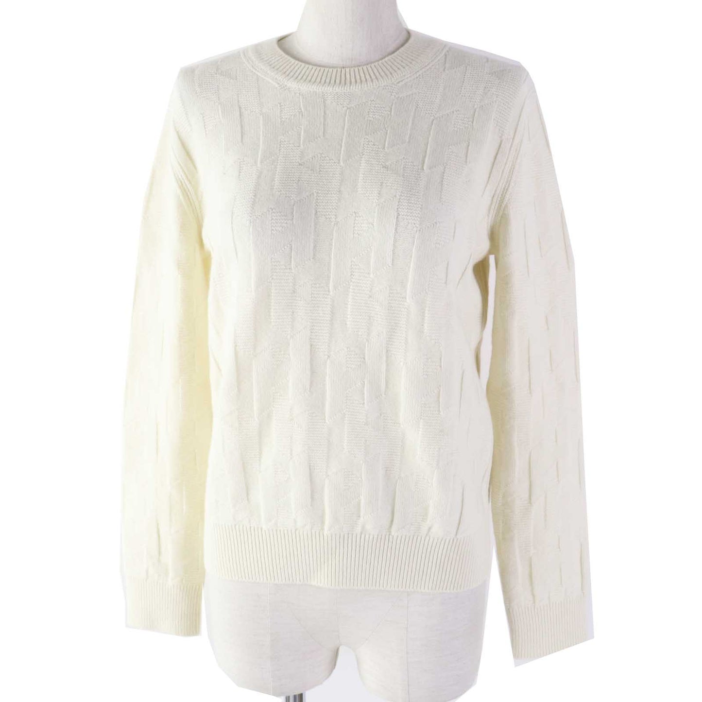 HERMES knit 4E2611D3 wool blanc naturel Small Fit Long Sleeve Knit 38