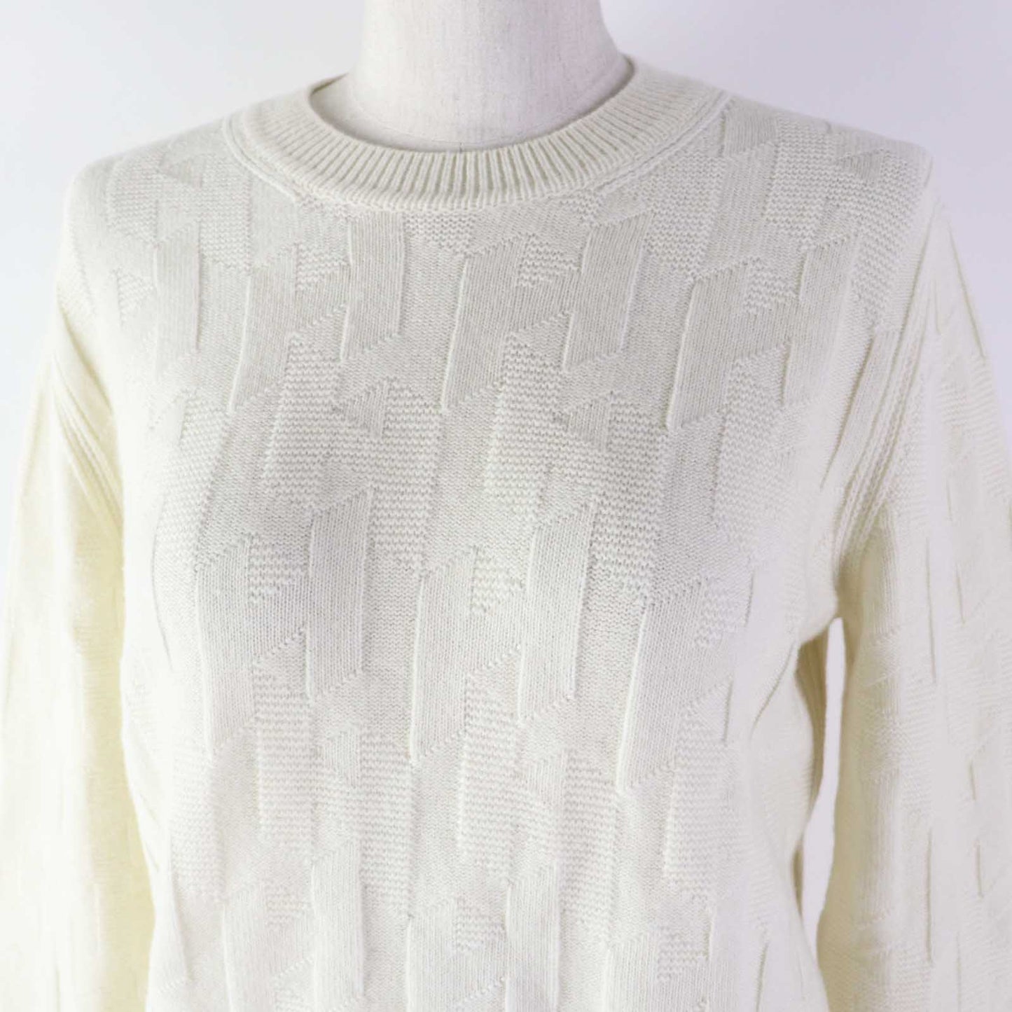 HERMES knit 4E2611D3 wool blanc naturel Small Fit Long Sleeve Knit 38