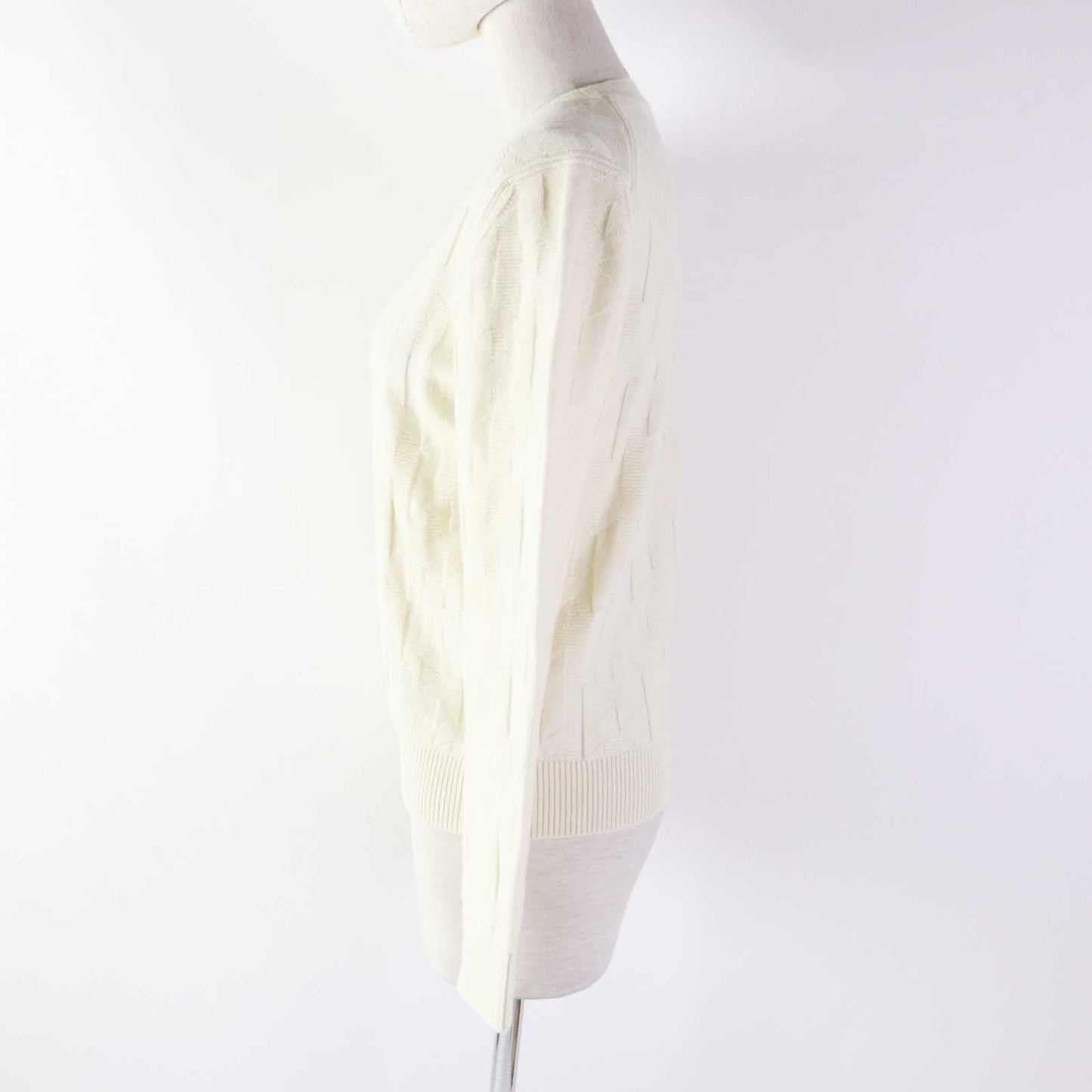 HERMES knit 4E2611D3 wool blanc naturel Small Fit Long Sleeve Knit 38