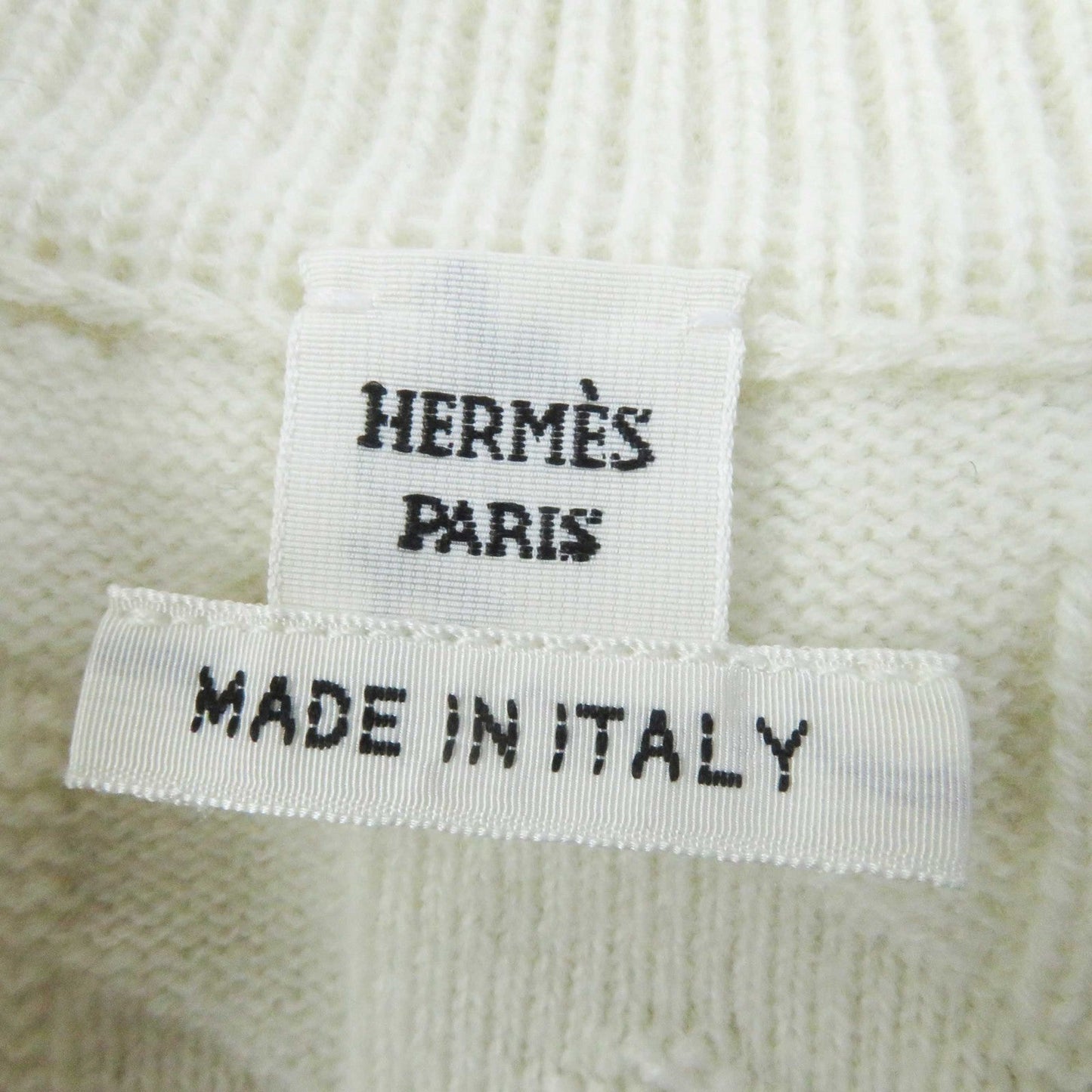 HERMES knit 4E2611D3 wool blanc naturel Small Fit Long Sleeve Knit 38