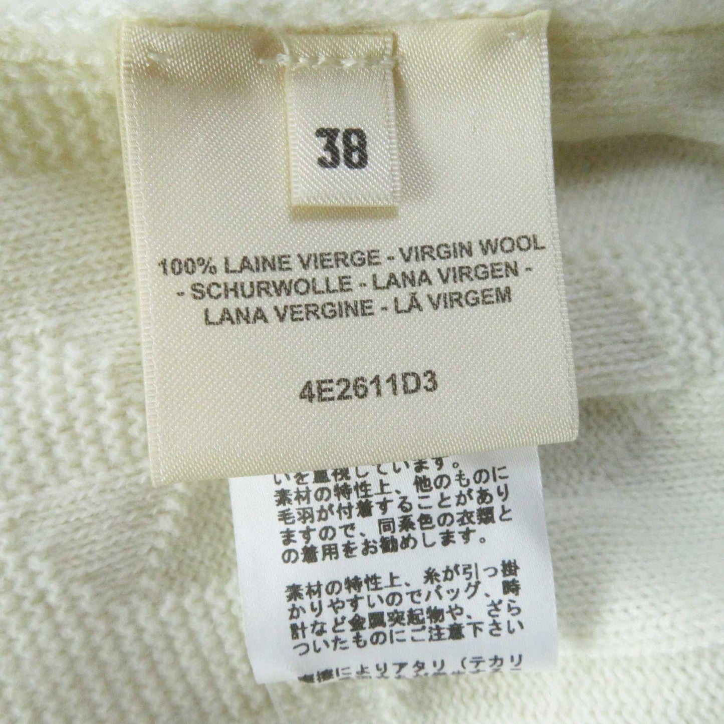 HERMES knit 4E2611D3 wool blanc naturel Small Fit Long Sleeve Knit 38