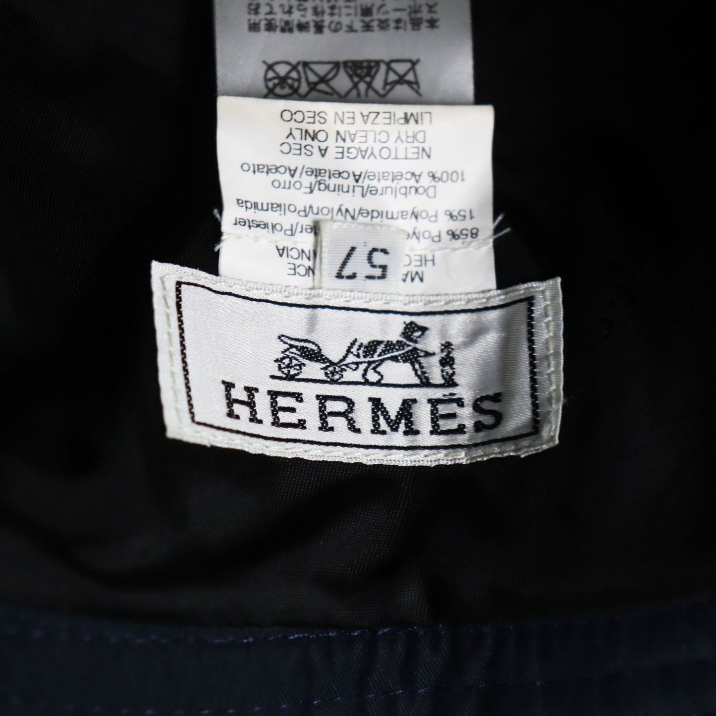 HERMES hat polyester Dark navy 57