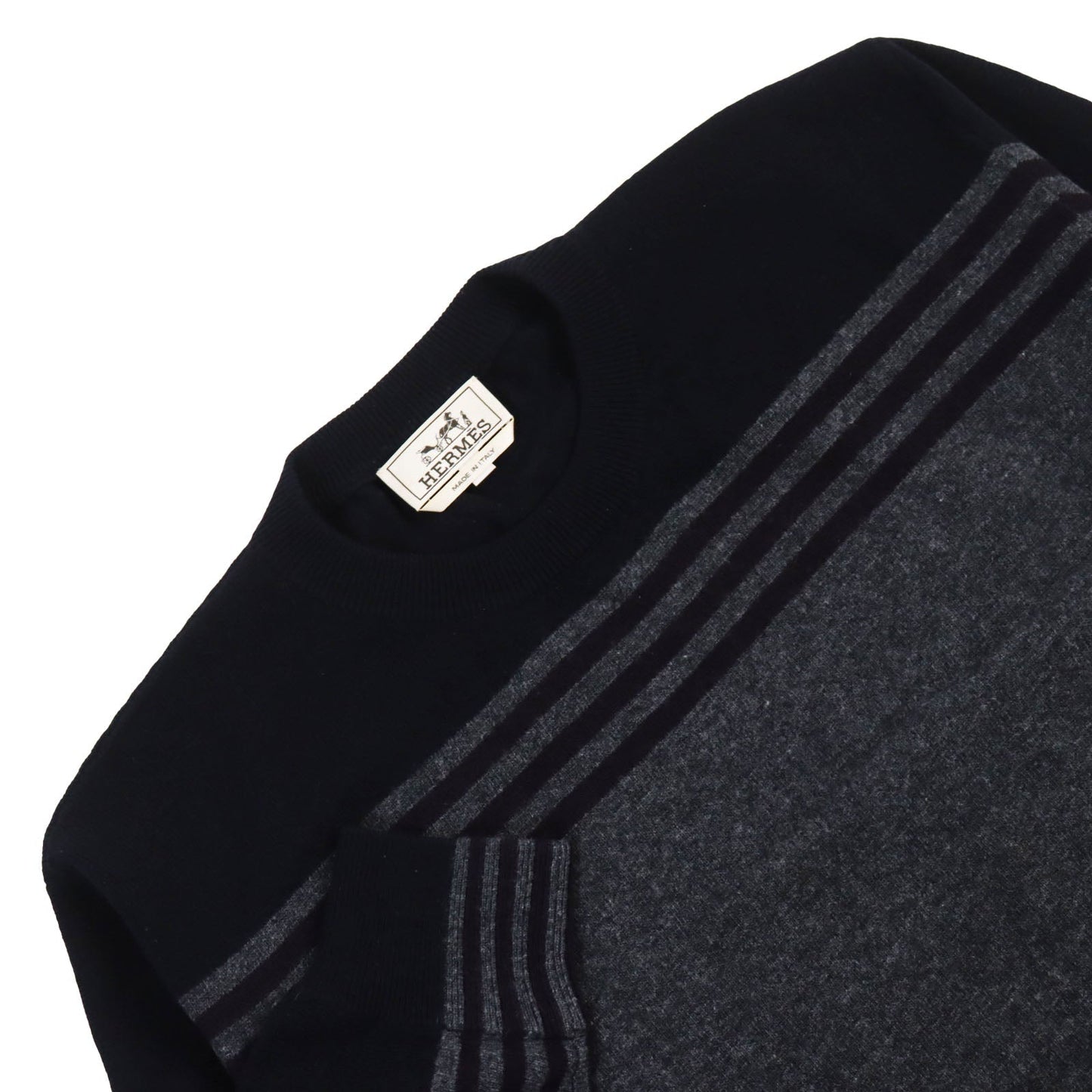 HERMES sweater wool Gray navy XL