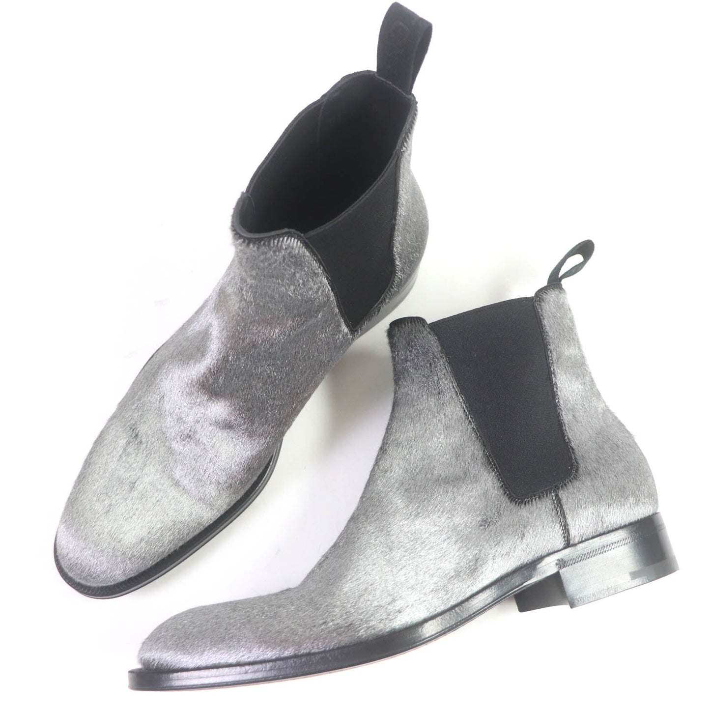 LOUIS VUITTON Ankle boots Main: Leather, Harako fur Silver mens 7.5 Used