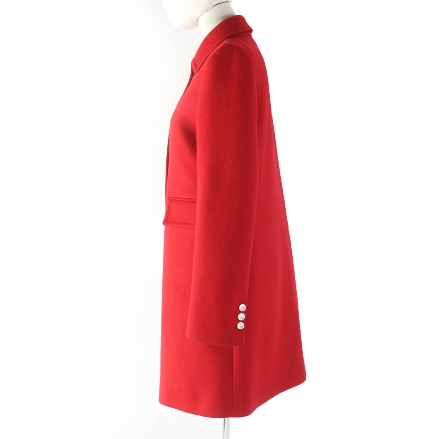 GUCCI Stainless collar coat 406947 wool Red 38