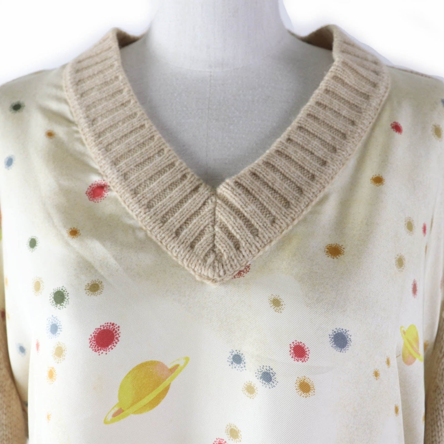 HERMES knit silk beige L