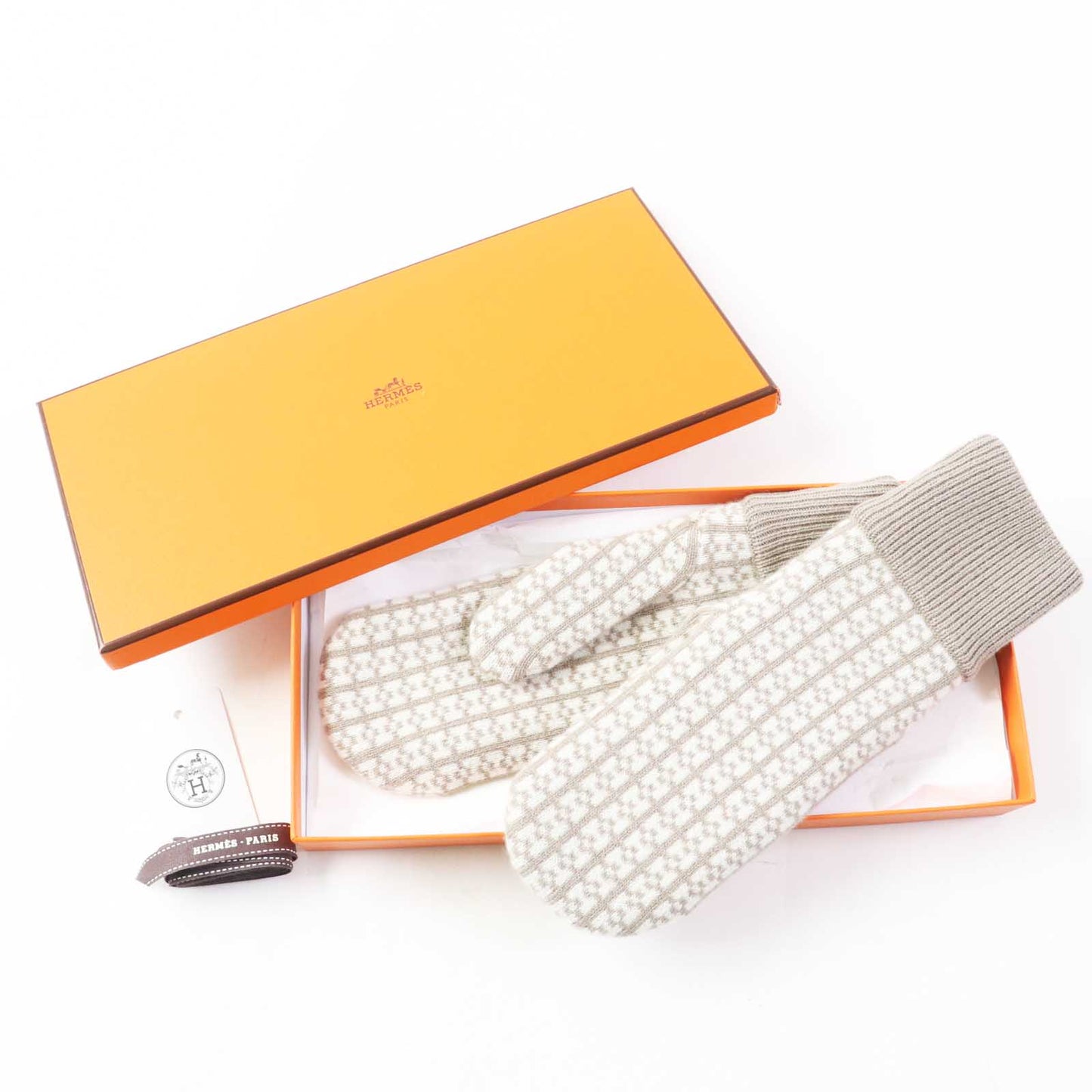 HERMES gloves cashmere Greige Ivory Hope S