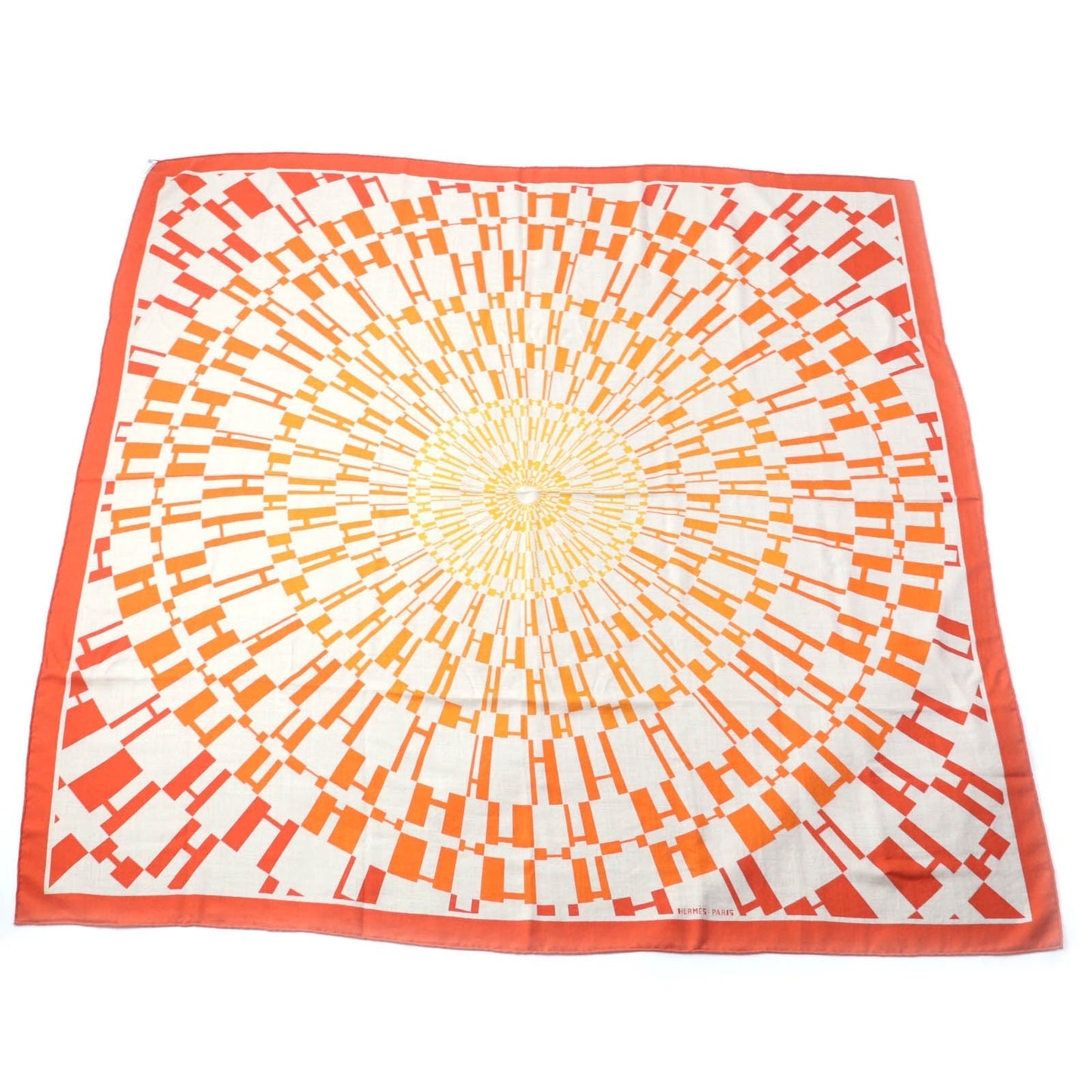 HERMES Stall cashmere Orange Carre140 Caregean