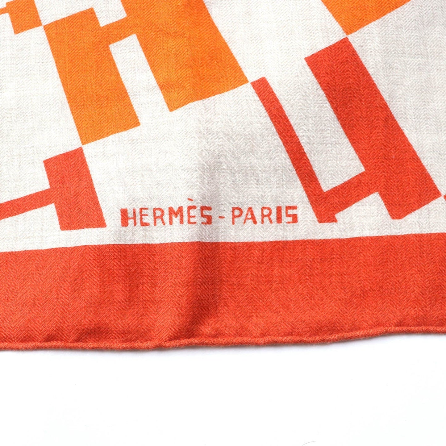 HERMES Stall cashmere Orange Carre140 Caregean