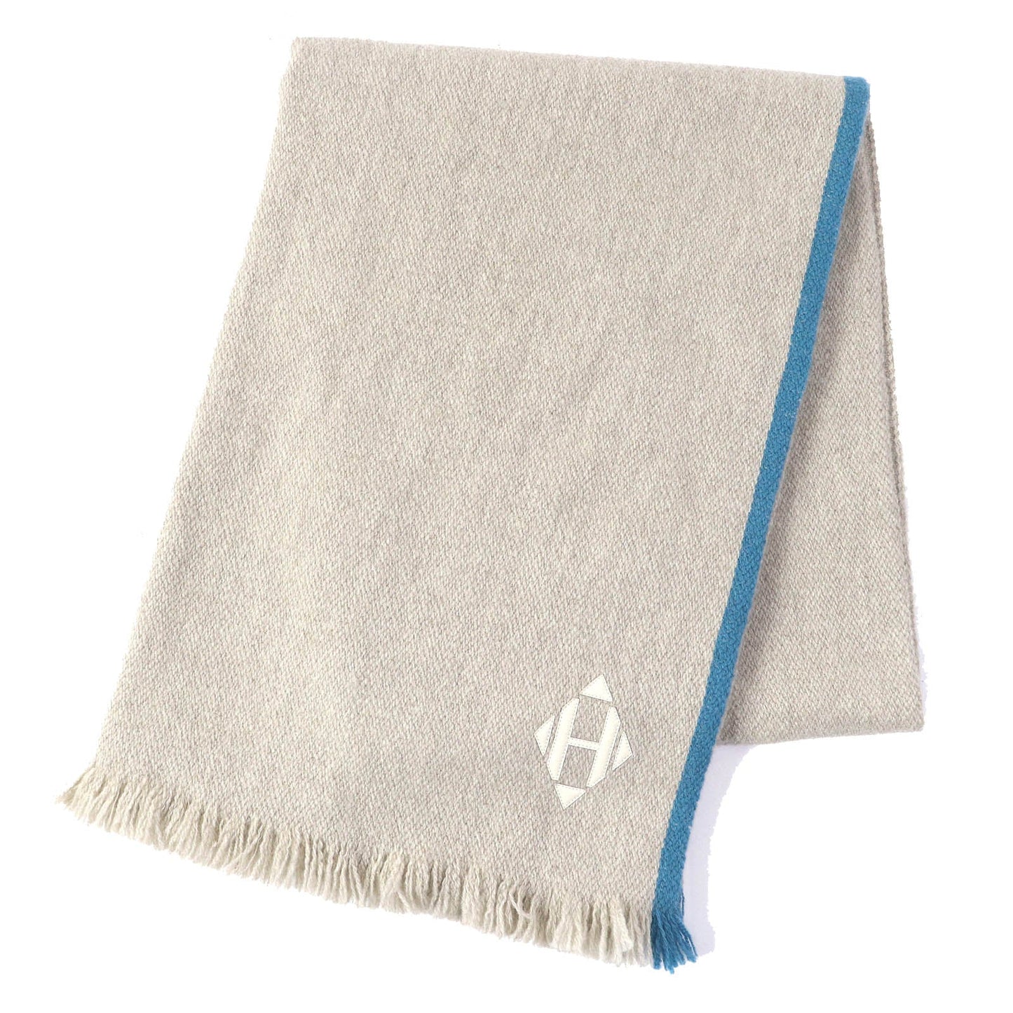 HERMES shawl yak Beige blue