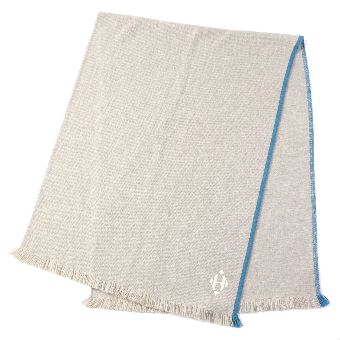 HERMES shawl yak Beige blue