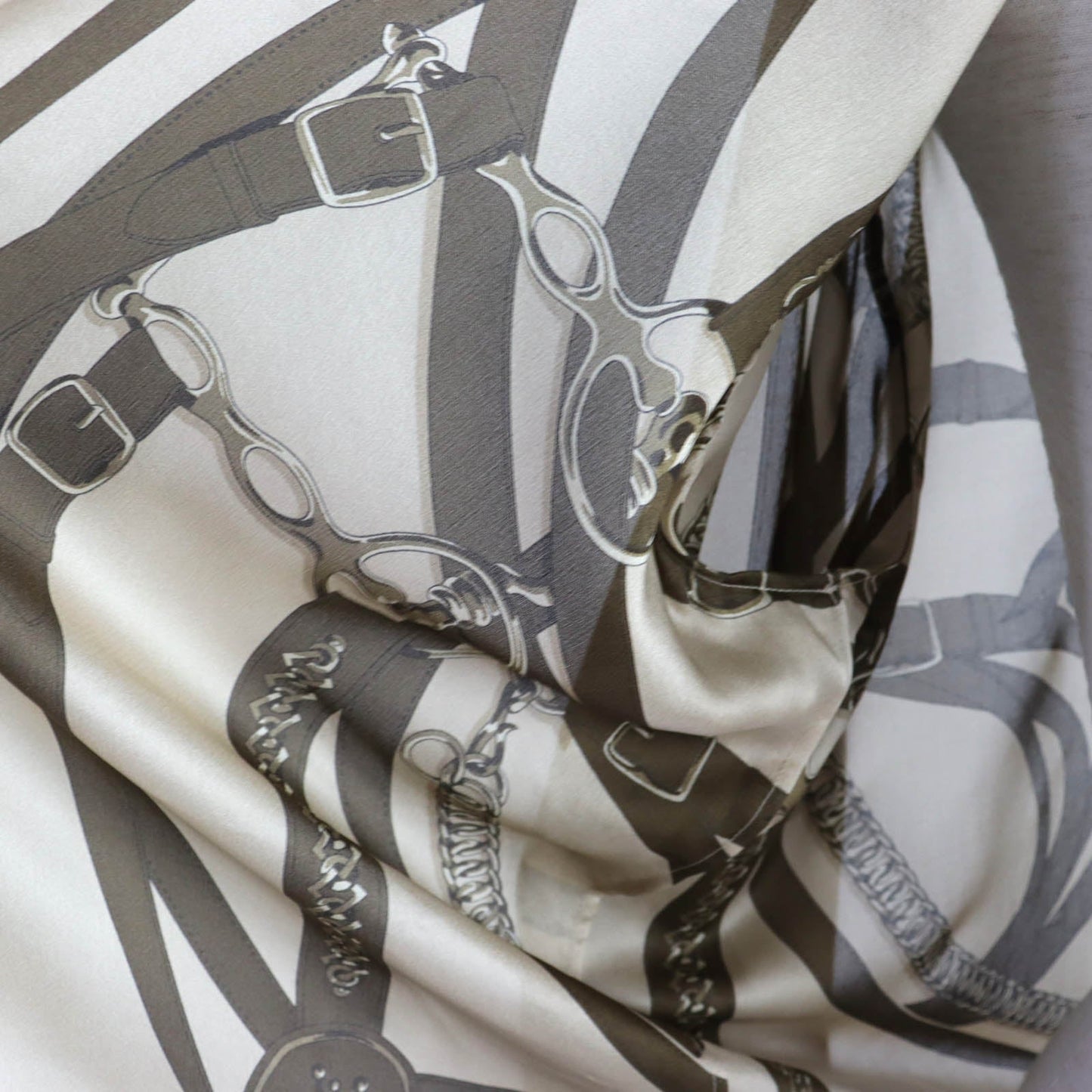 HERMES Long sleeve shirt silk Beige brown 34