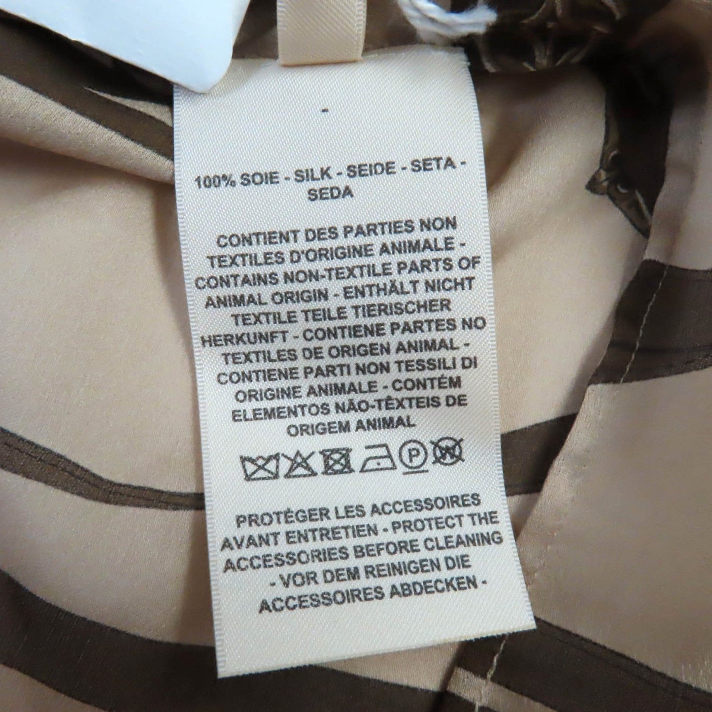 HERMES Long sleeve shirt silk Beige brown 34