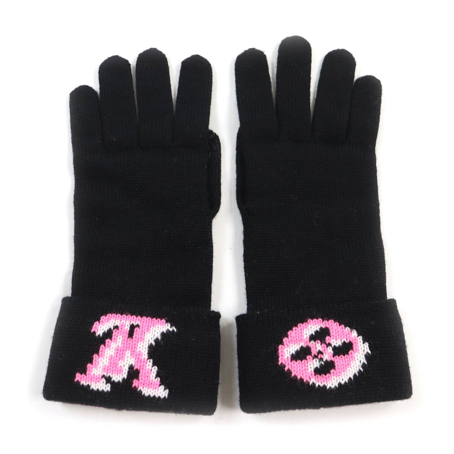 LOUIS VUITTON gloves M76451 wool Black pink Gon