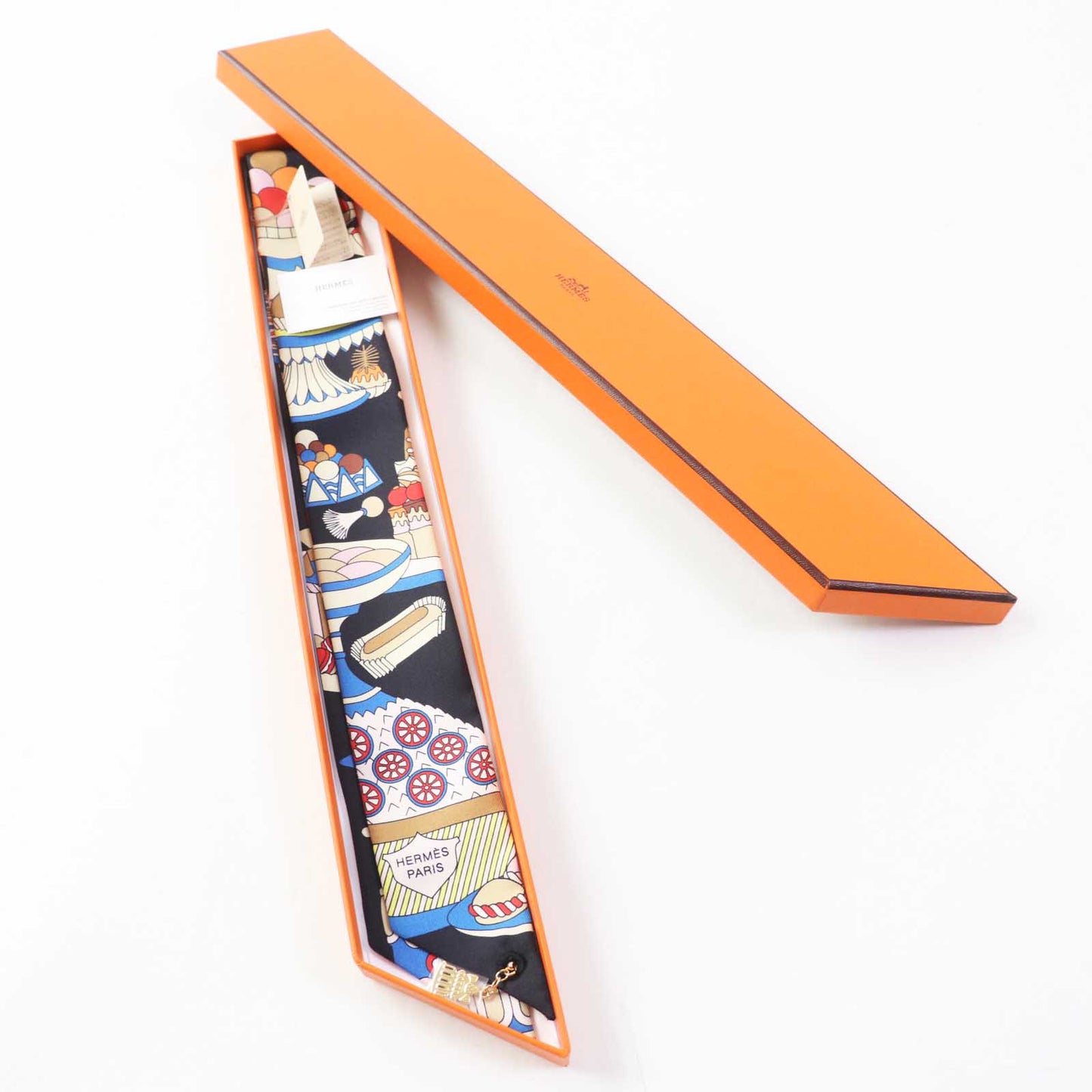 HERMES scarf silk Multi Twilly La Patisserie Francaise