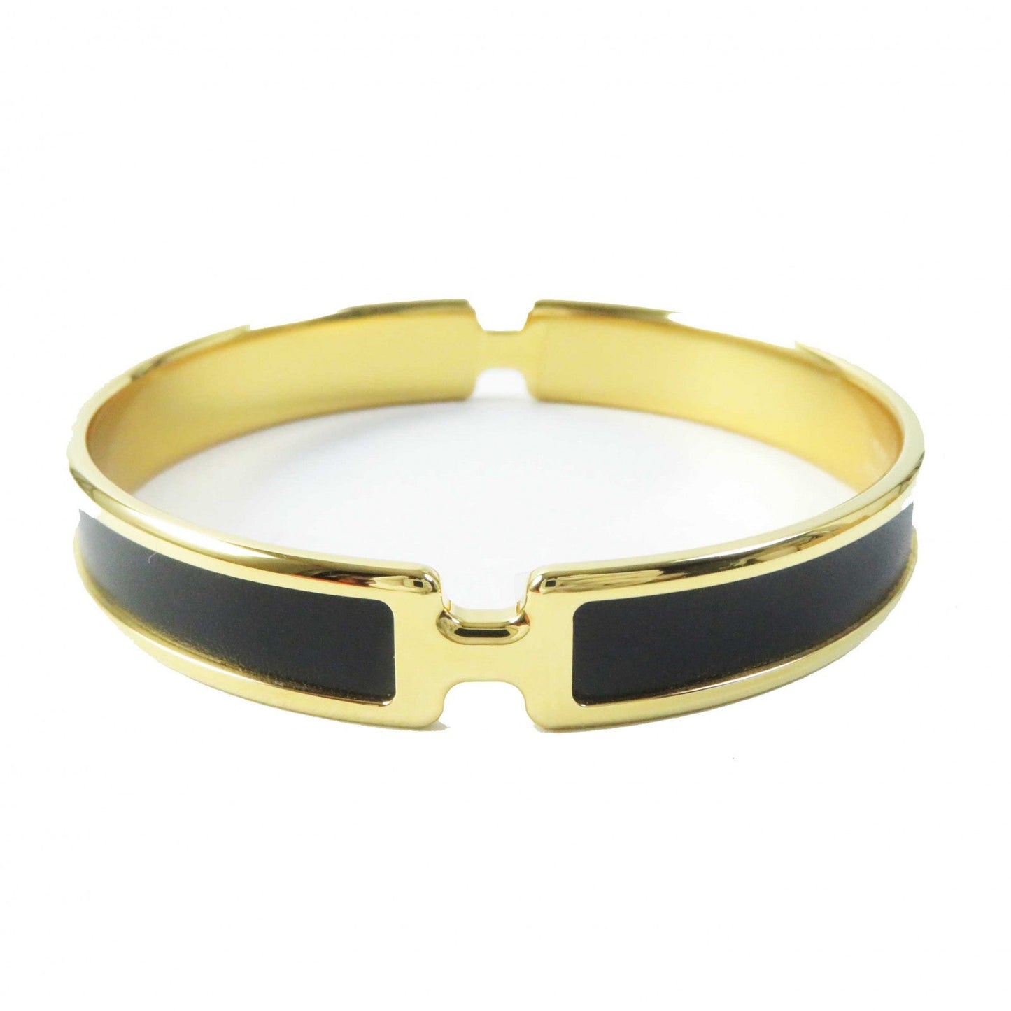 HERMES Bangle leather Black gold Olympe