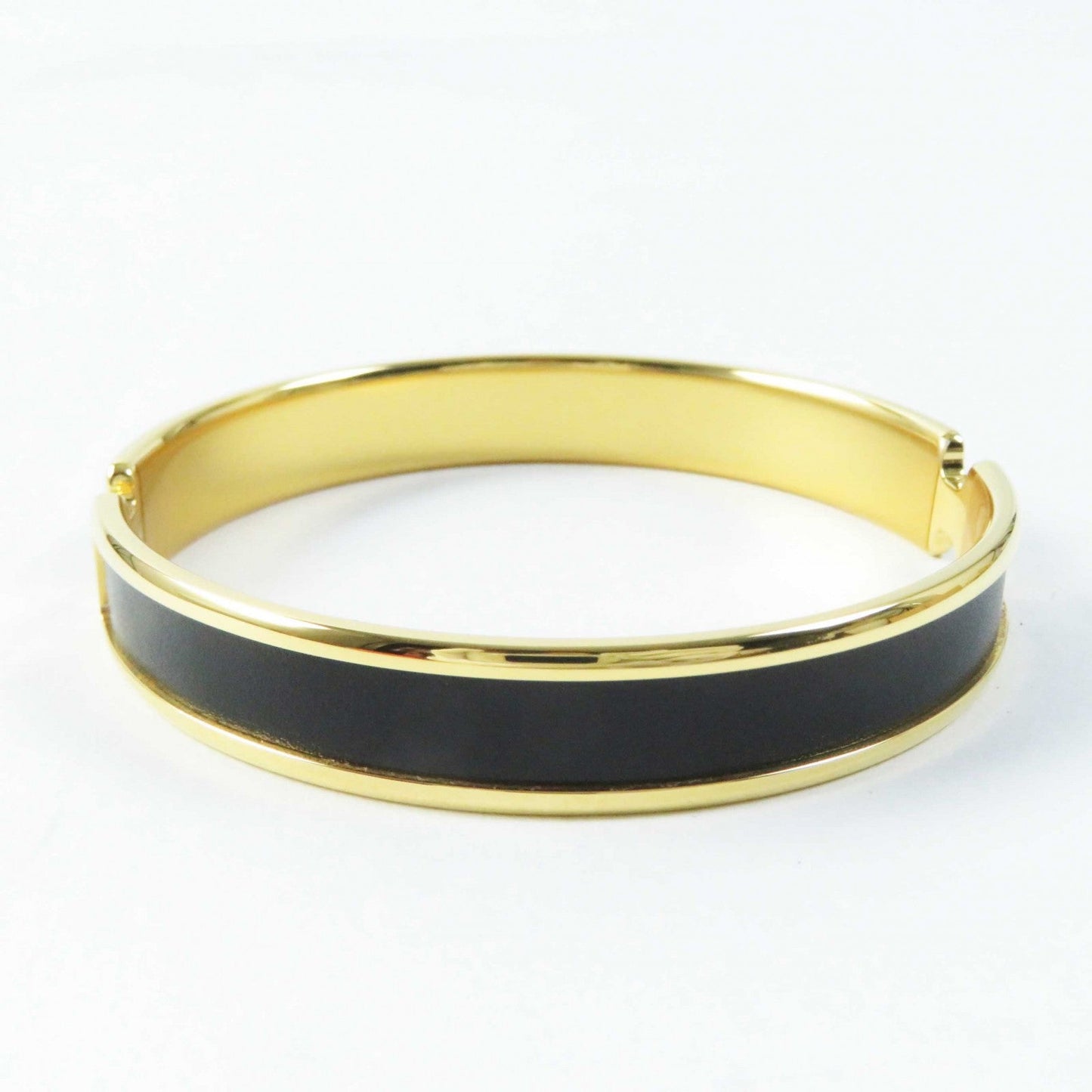 HERMES Bangle leather Black gold Olympe