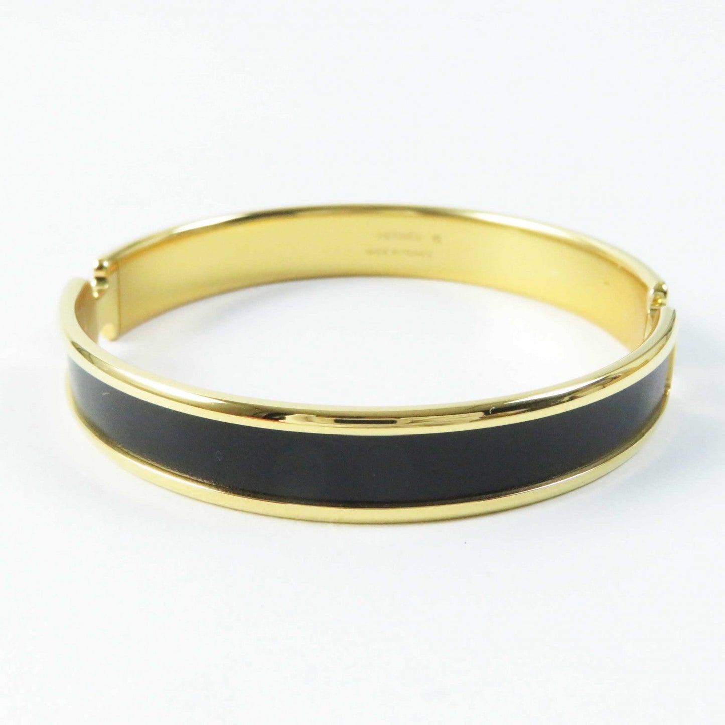 HERMES Bangle leather Black gold Olympe