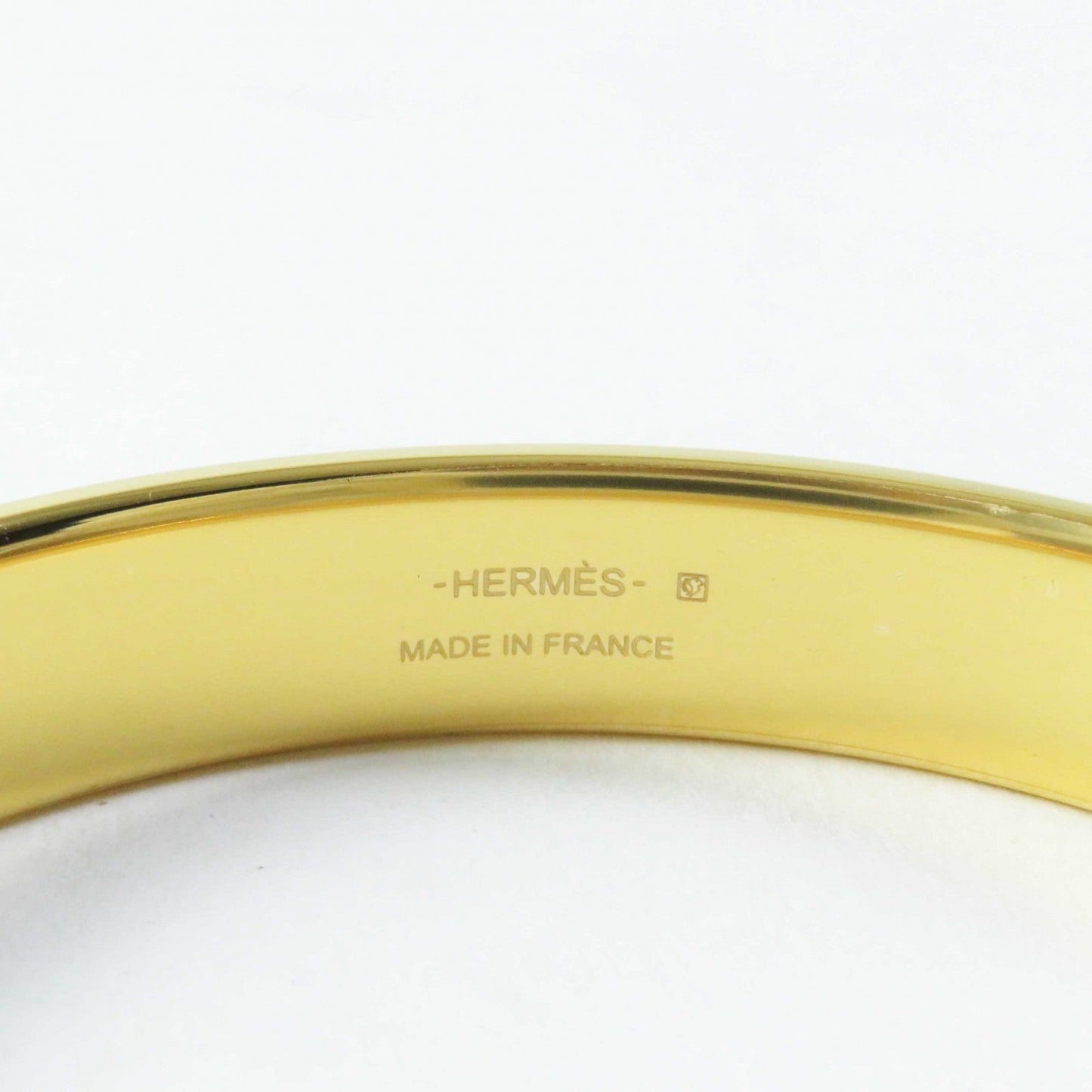 HERMES Bangle leather Black gold Olympe