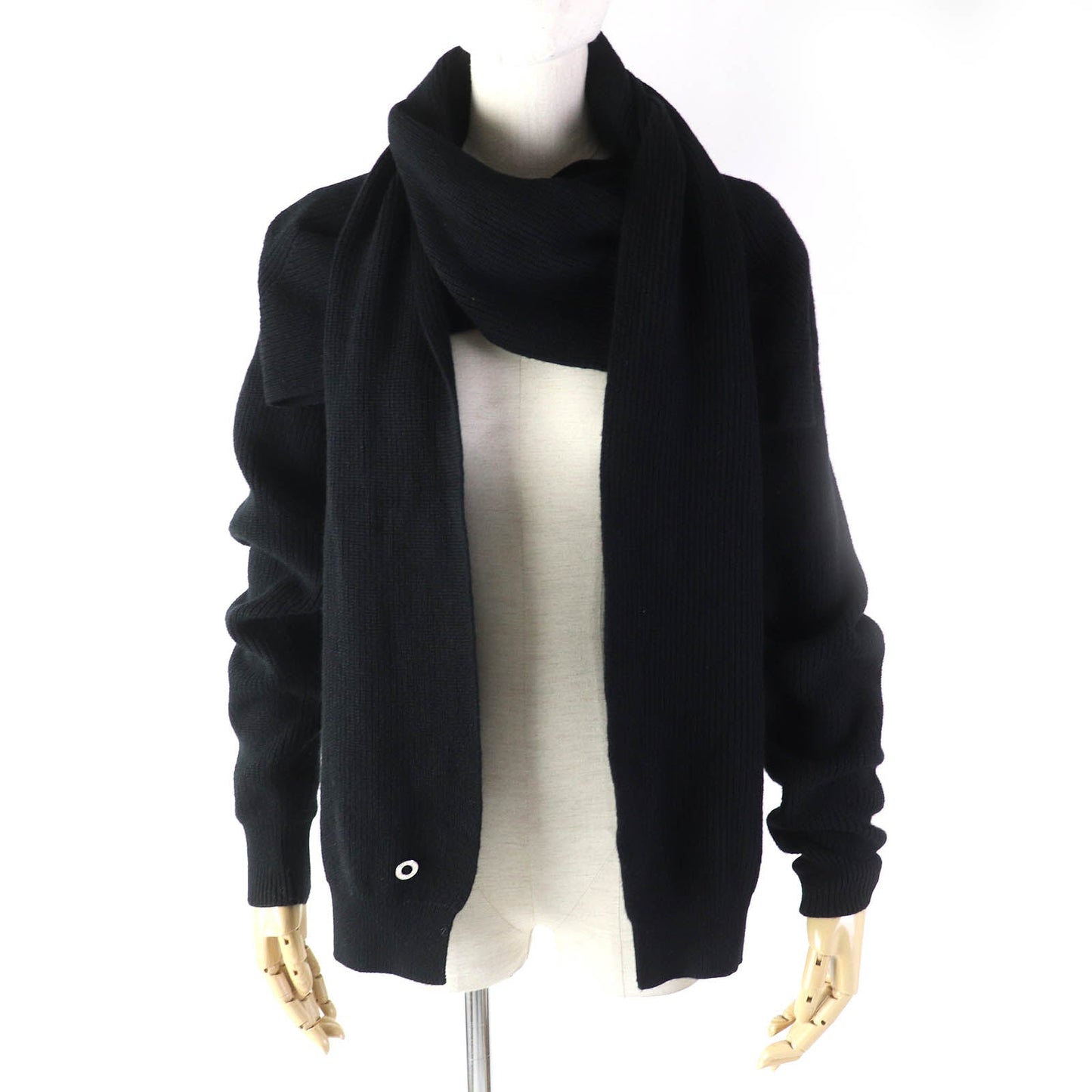 HERMES cardigan 3H2900D1 Main: 100% cashmere black Women 34 Used