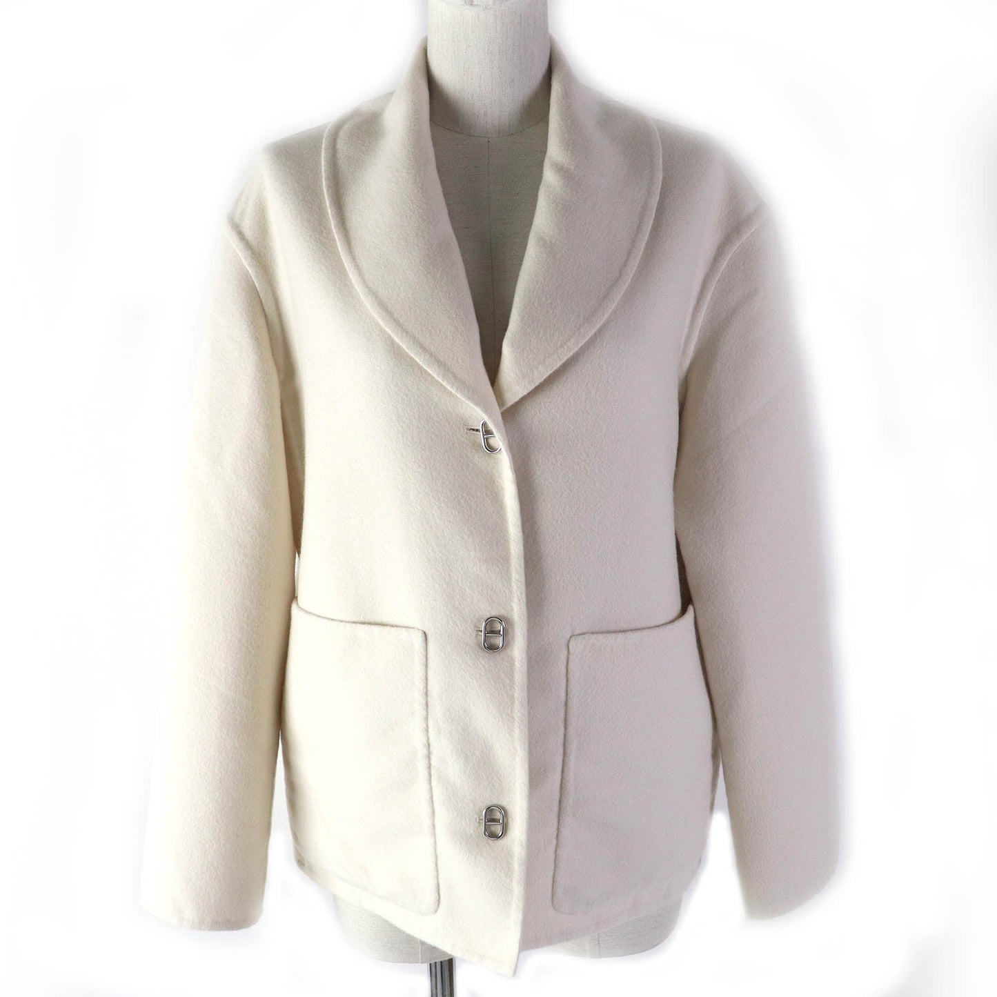 HERMES coat 3E0221DA cashmere white 38