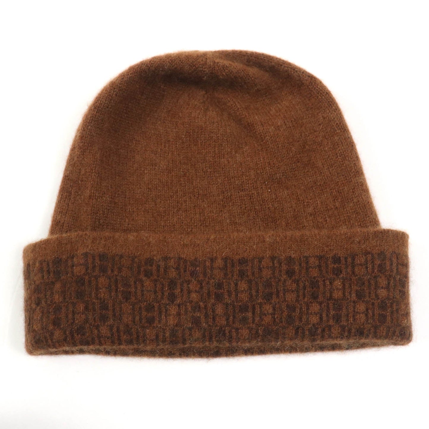 HERMES Knit cap cashmere Brown