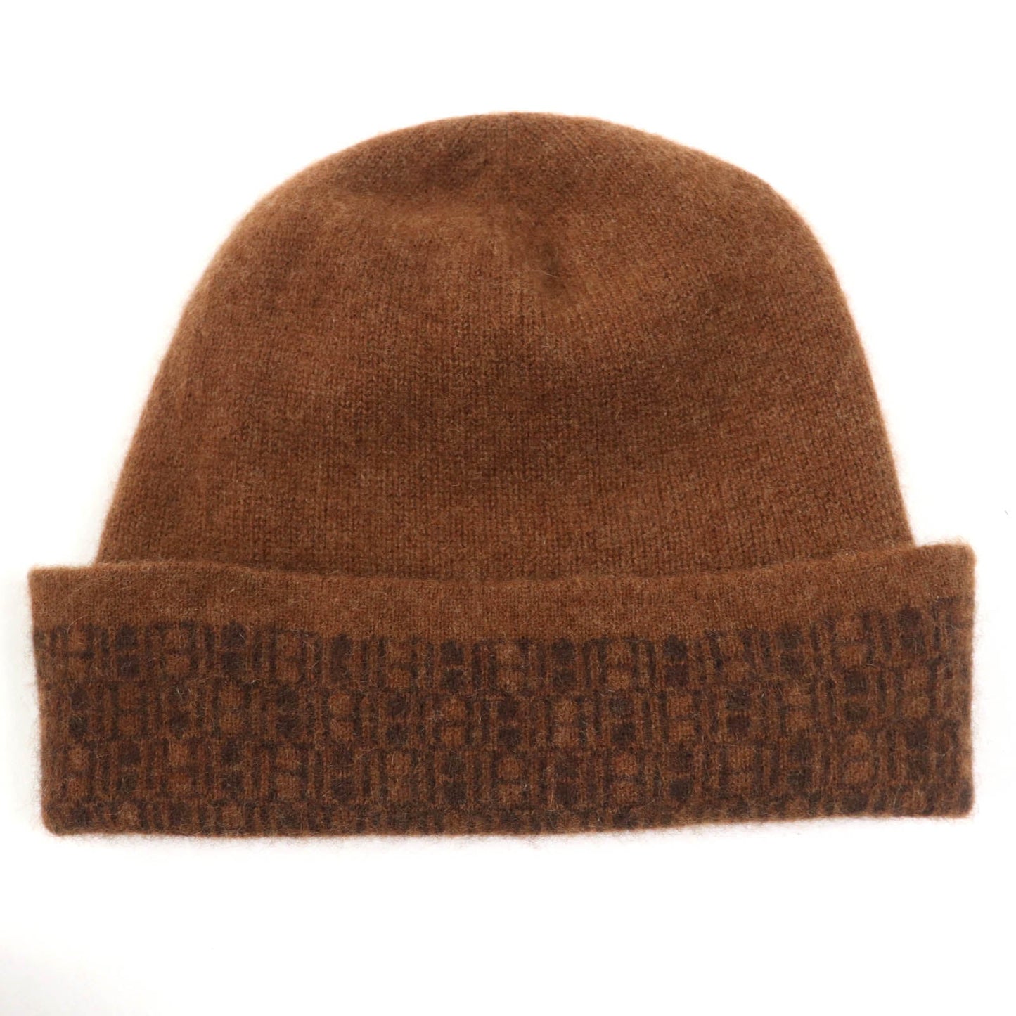 HERMES Knit cap cashmere Brown