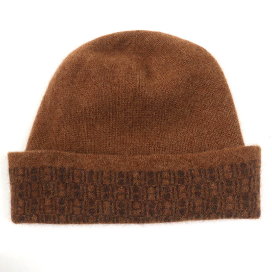 HERMES Knit cap cashmere Brown