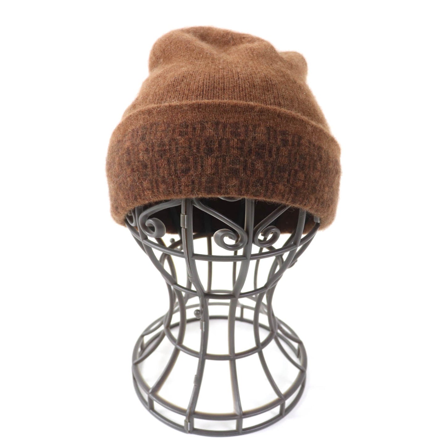 HERMES Knit cap cashmere Brown
