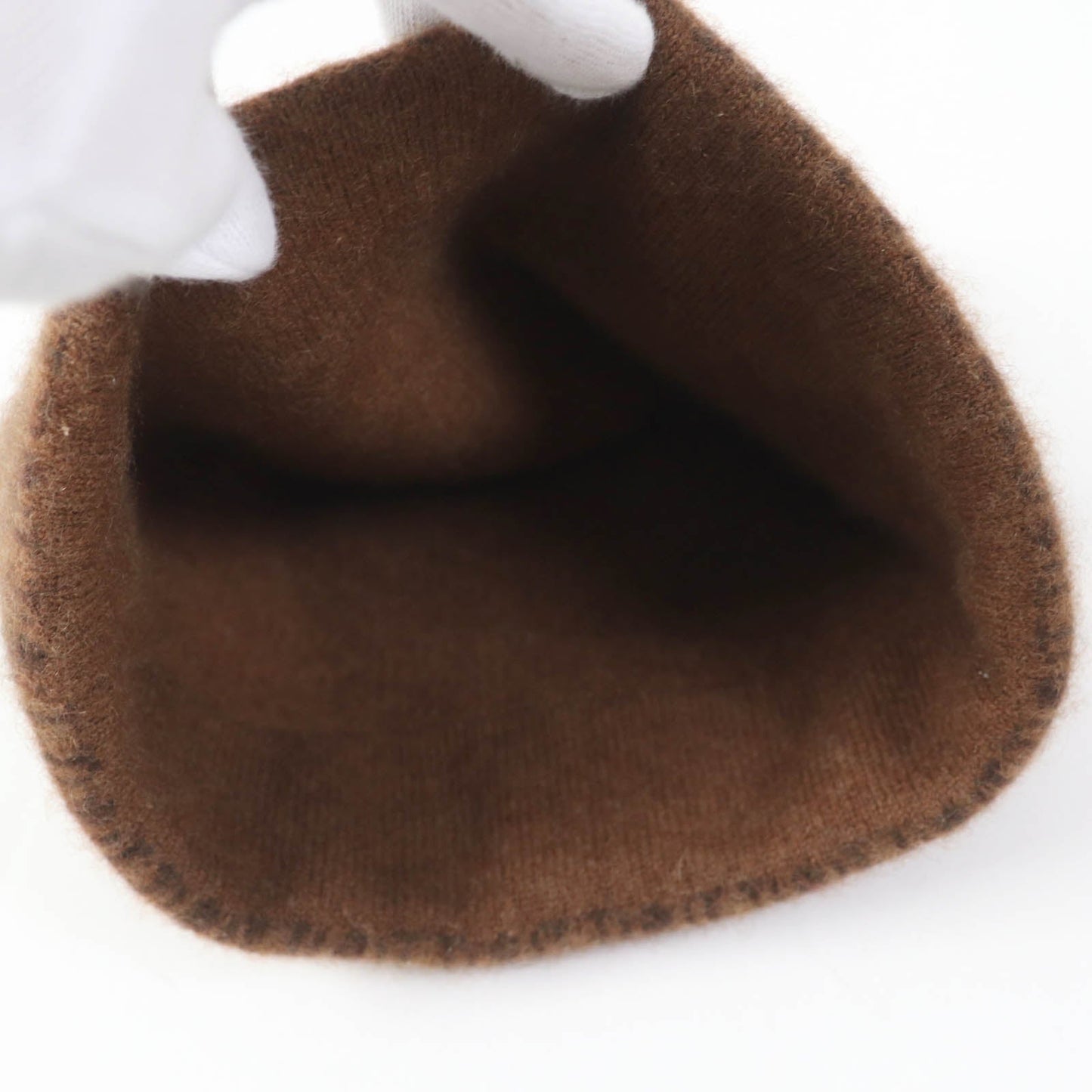 HERMES Knit cap cashmere Brown