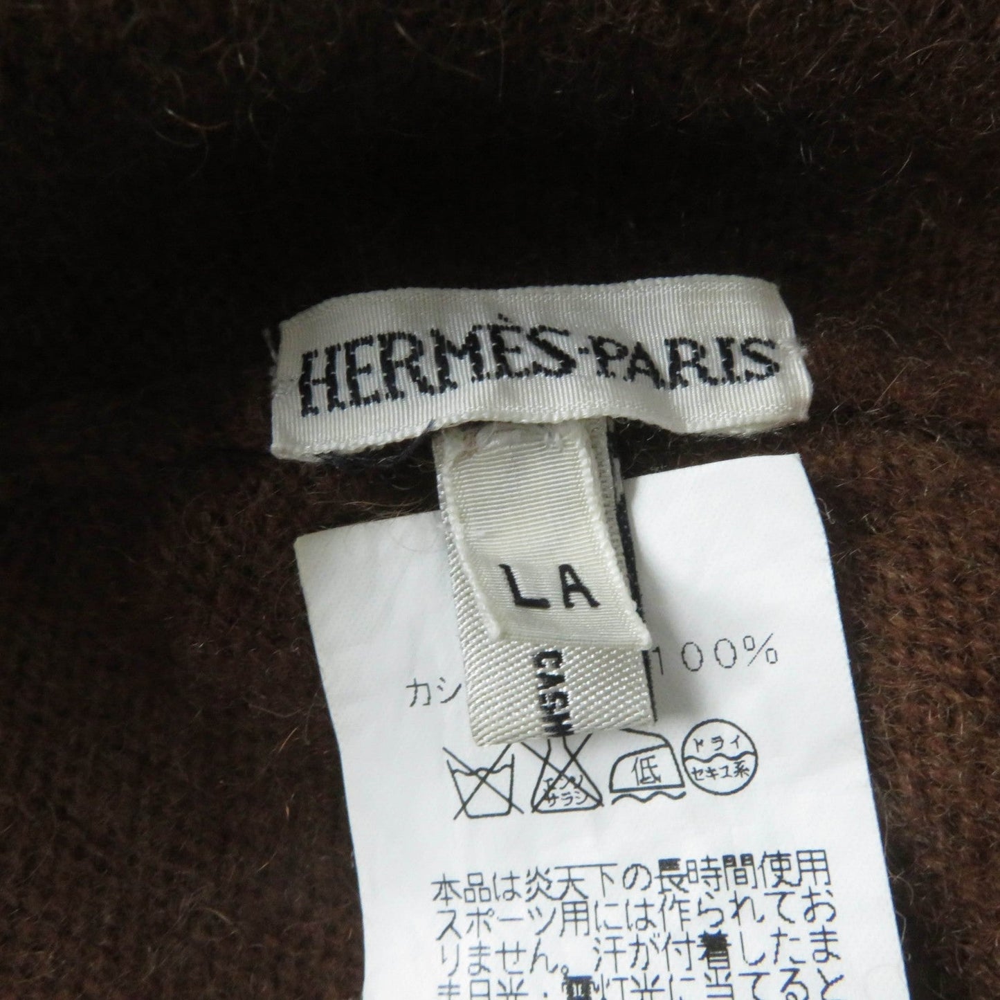 HERMES Knit cap cashmere Brown