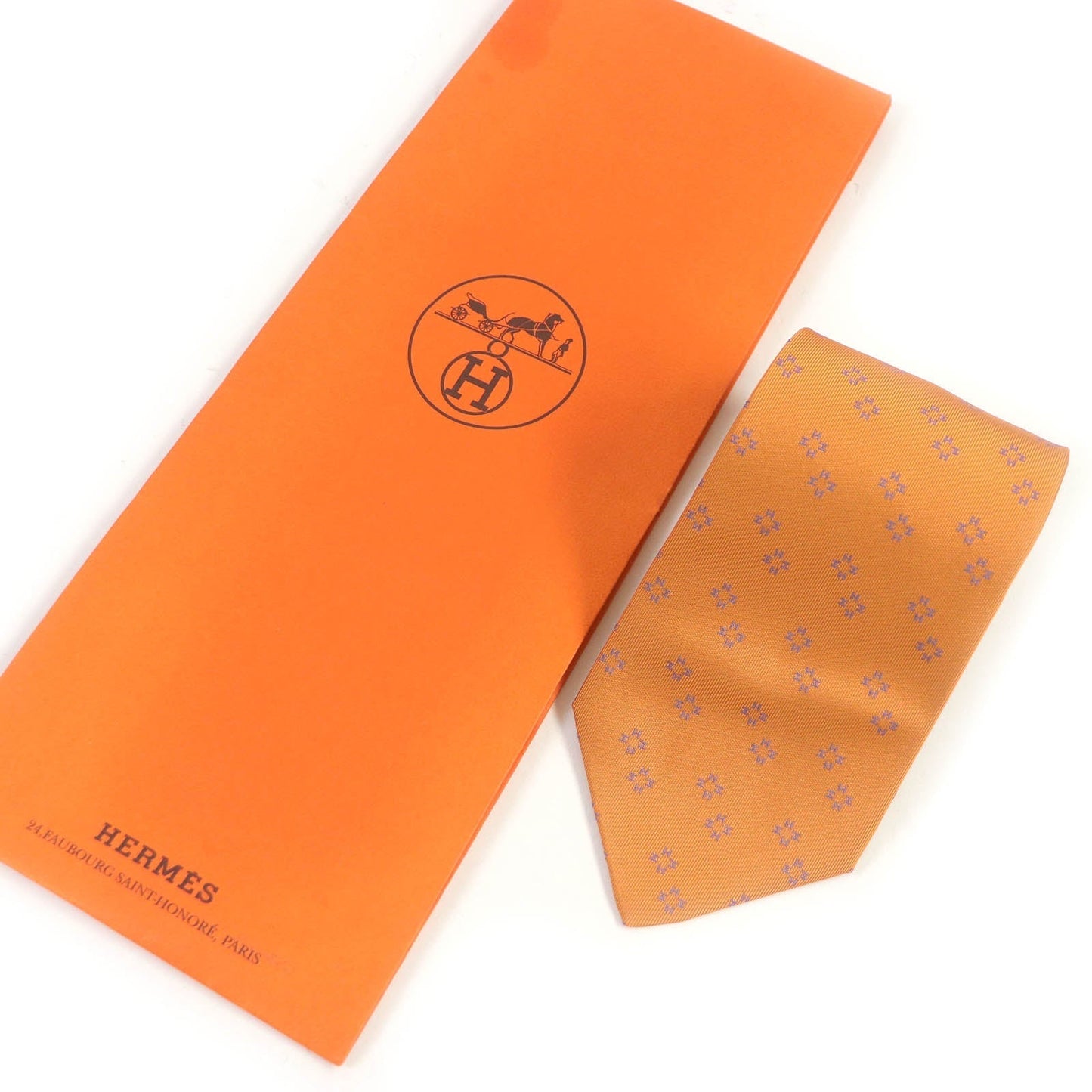 HERMES tie silk Orange