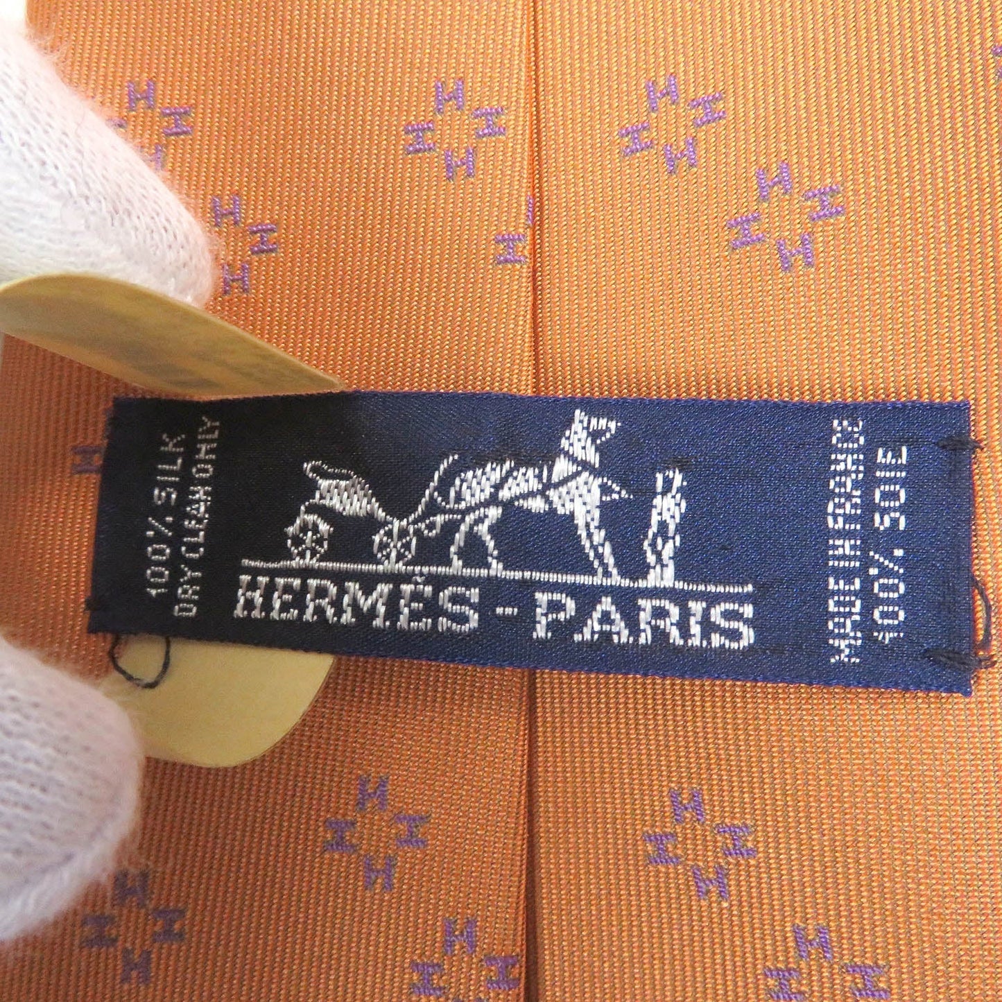 HERMES tie silk Orange